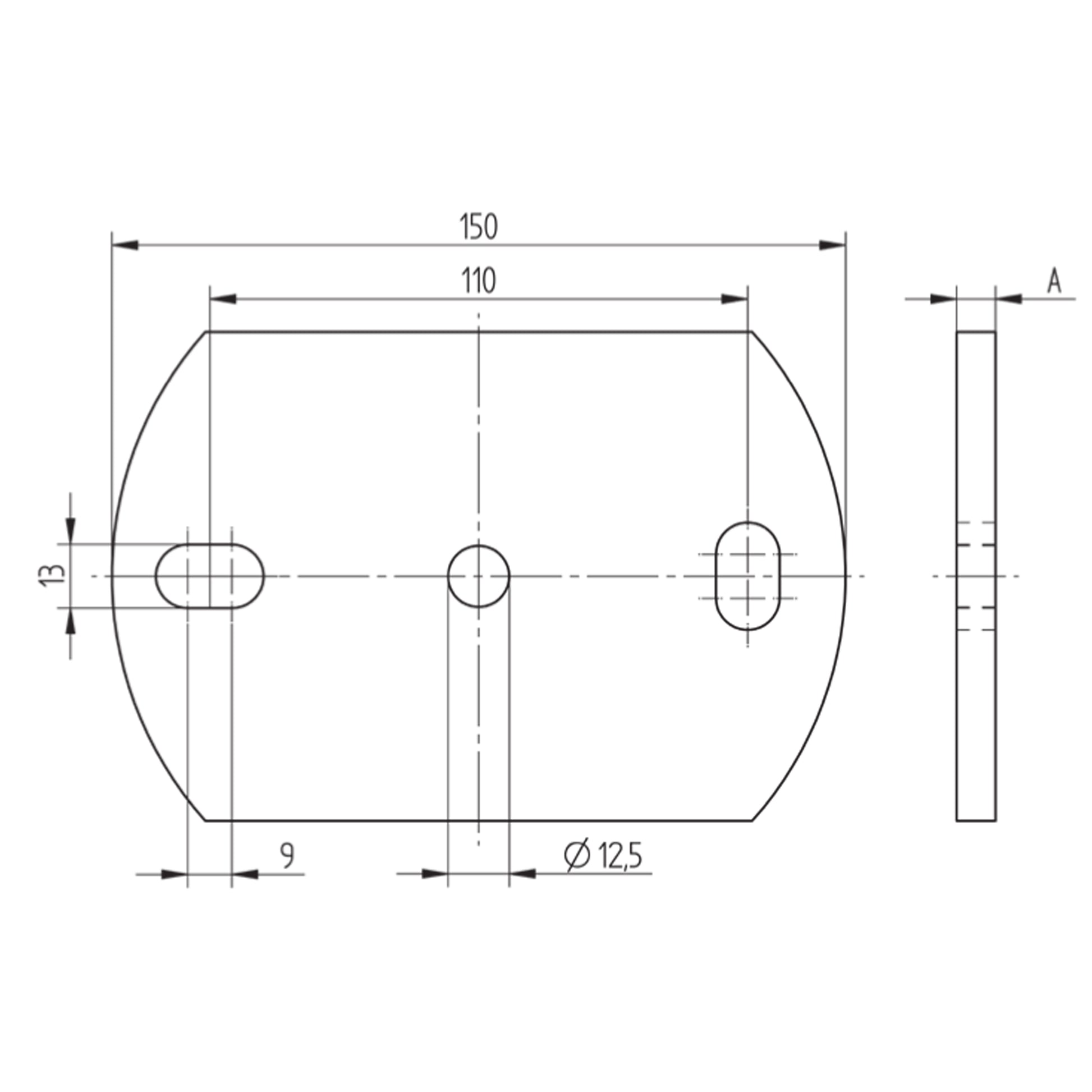 Platine à Visser et à Souder Losange Inox – Ref. 24 - schema