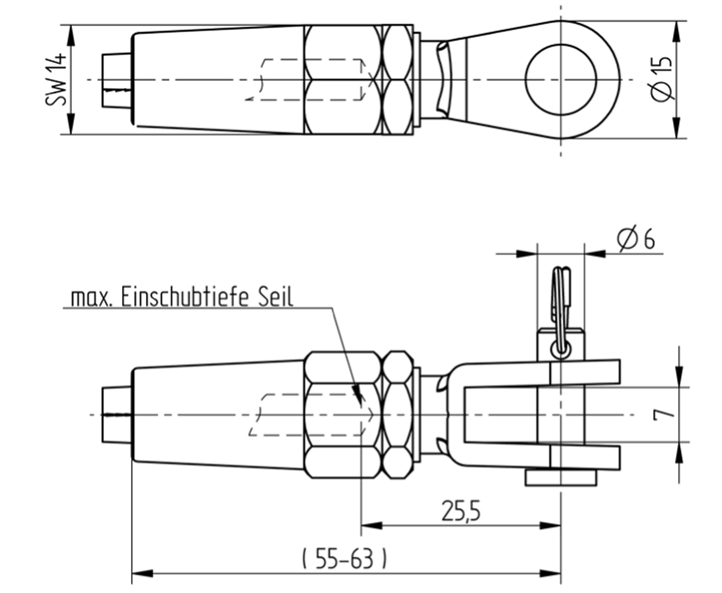 Embout pour Chape Inox - schema technique
