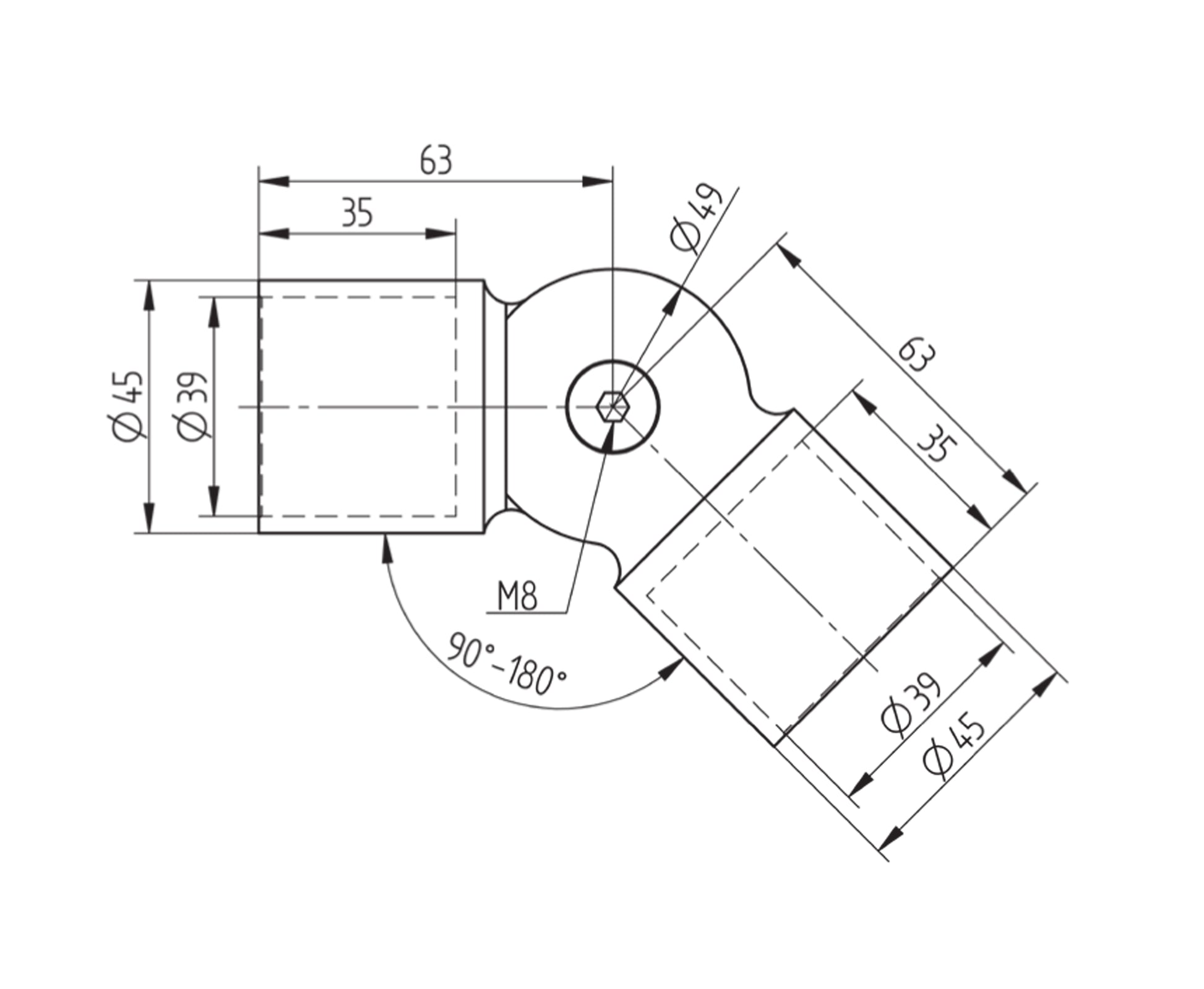 Raccord Inox – Raccord professionnel – Ref. 76 - schema