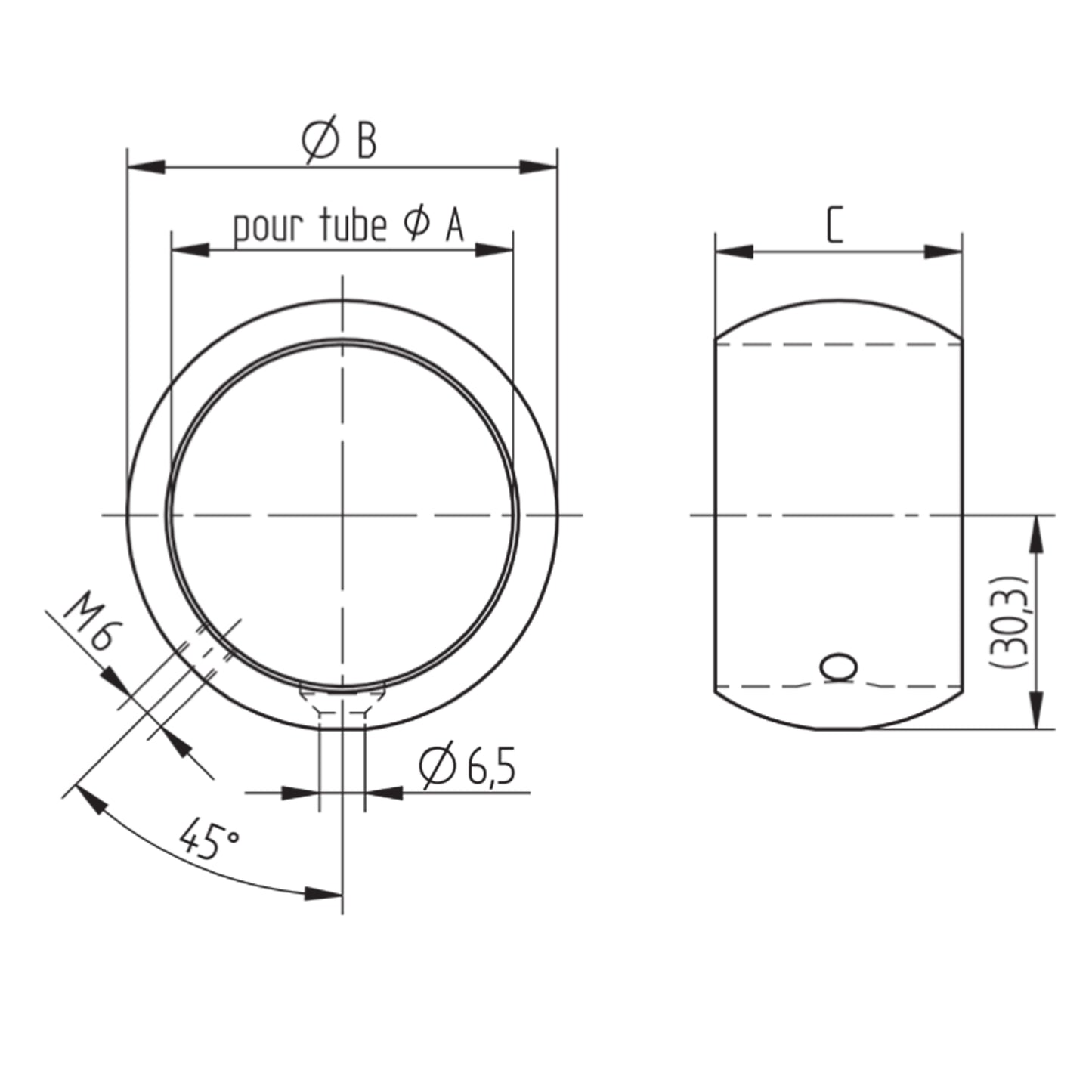 Sphère Inox AISI 316 Marine - schema technique