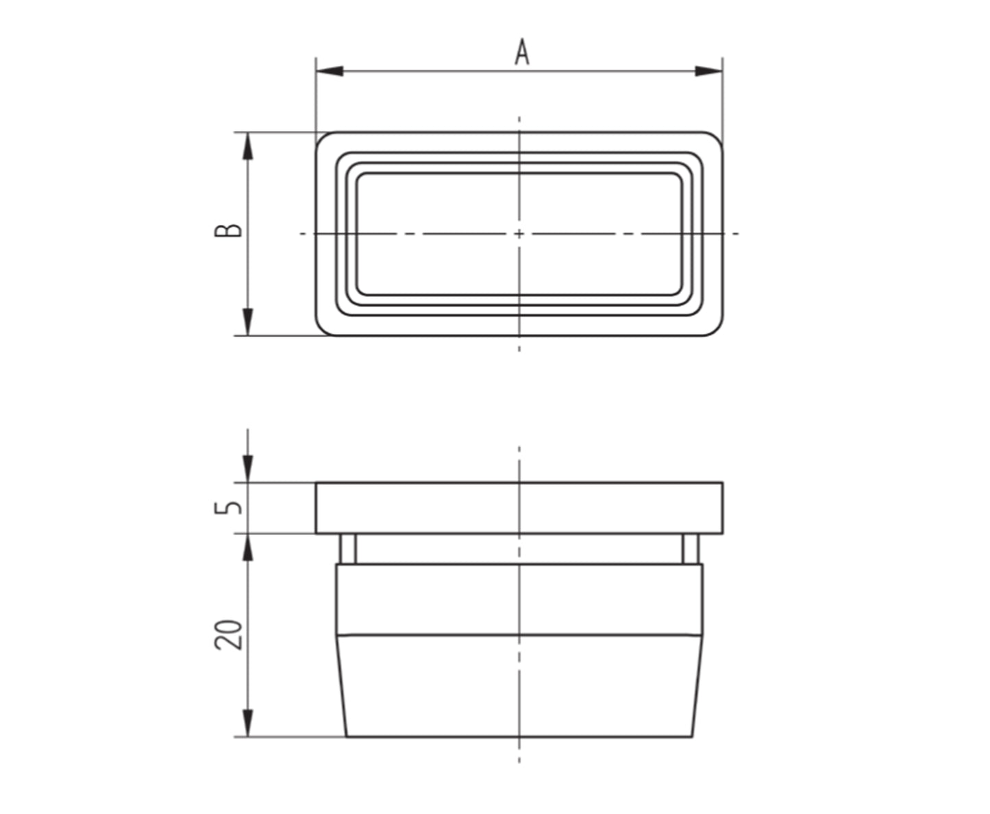Bouchon d'Embout Rond 60mm Inox - schema technique
