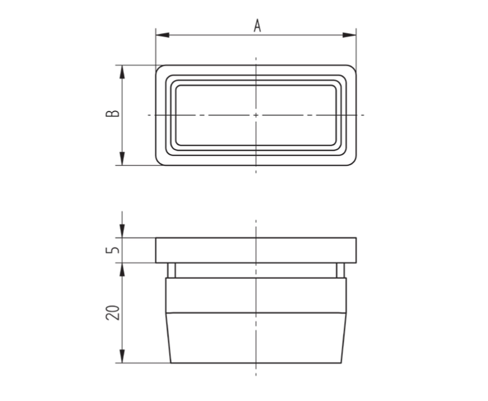 Bouchon d'Embout Rond 60mm Inox - schema technique