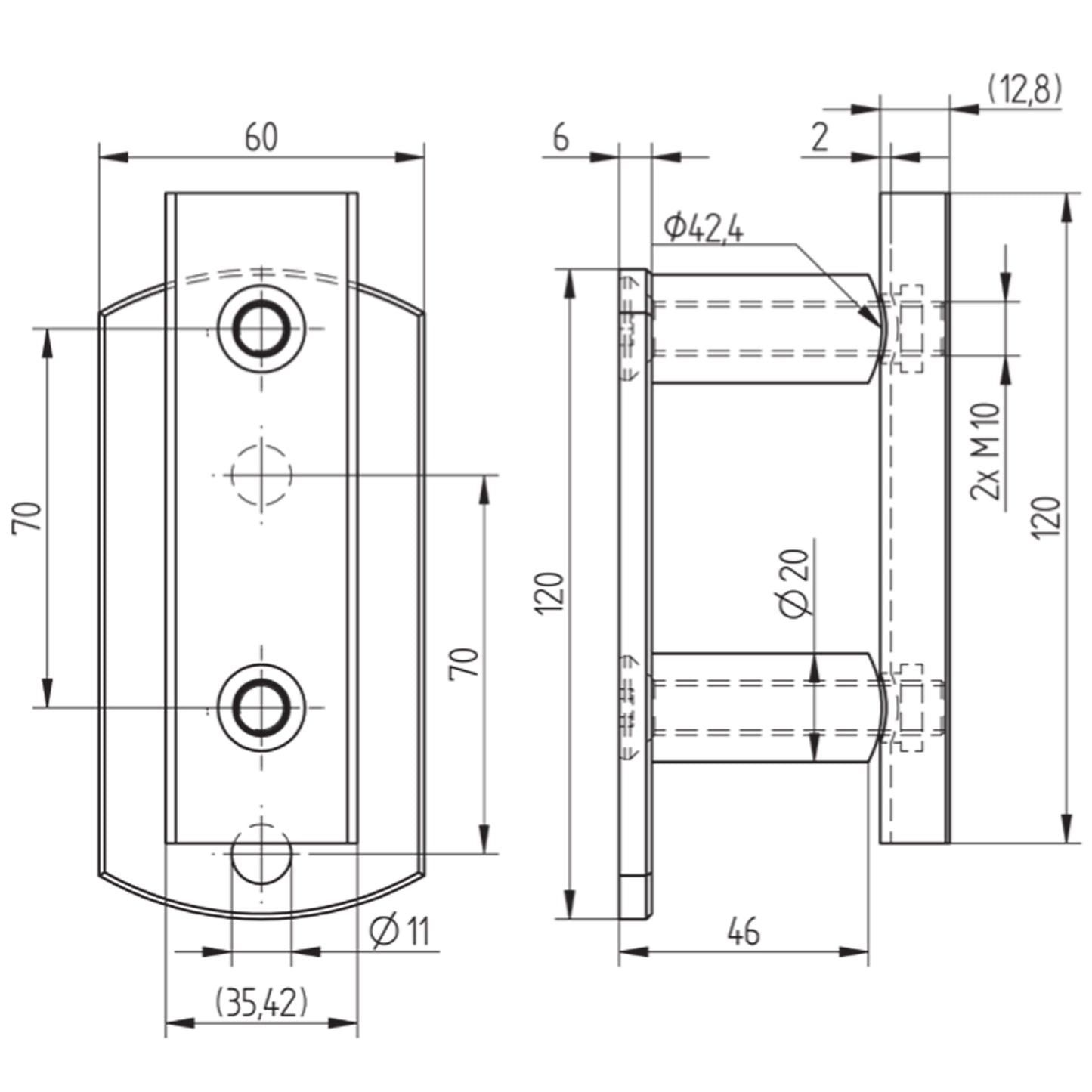 Fixation Murale Inox – Ref. 03 - schema