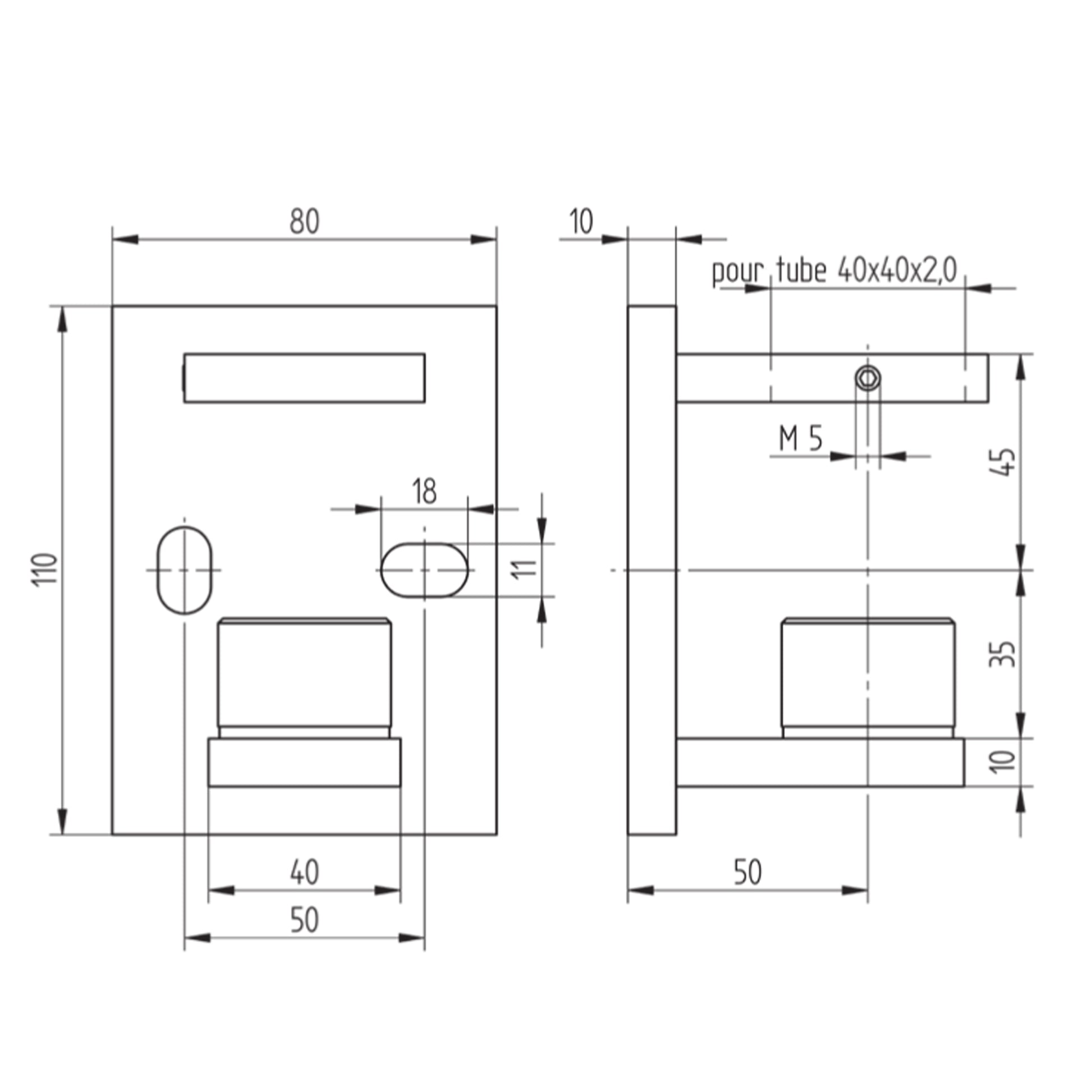 Fixation Murale Inox – Ref. 17 - schema