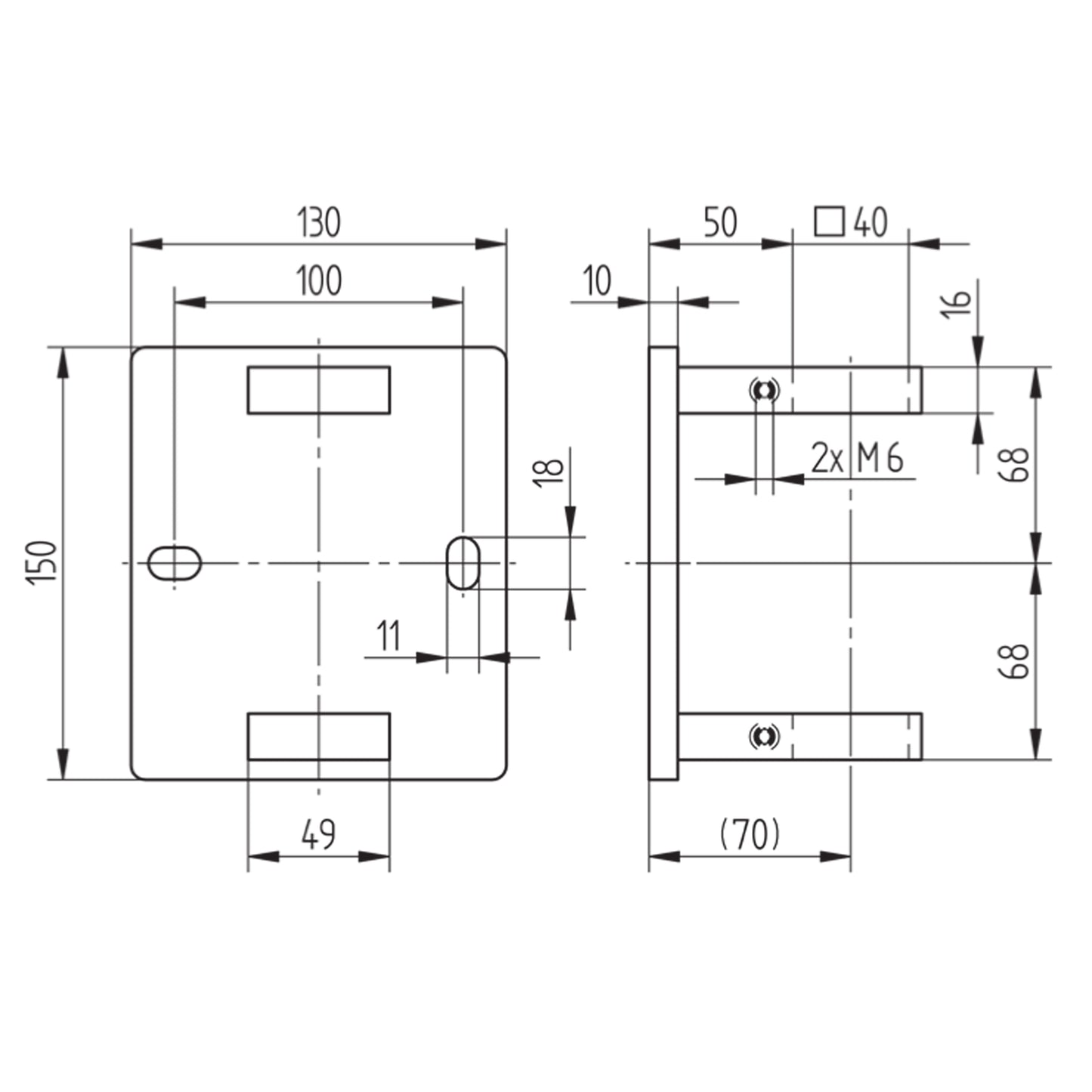 Fixation Murale Inox – Ref. 16 - schema