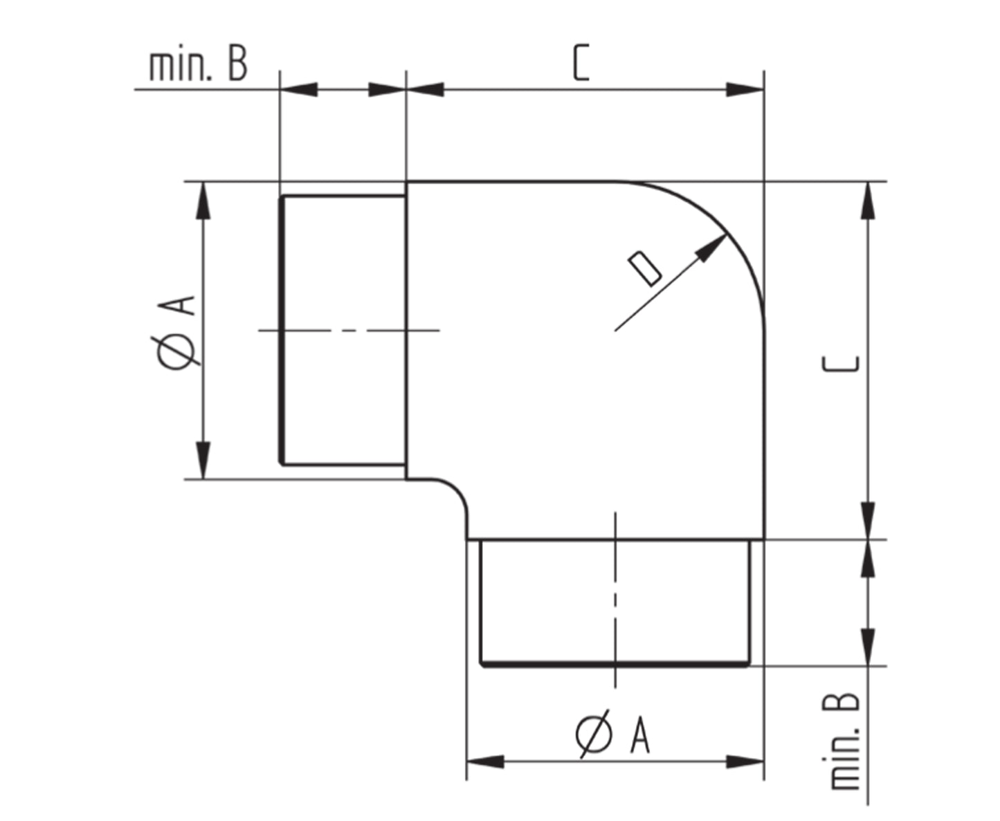 Raccord Inox – Raccord T rond – Ref. 04 - schema