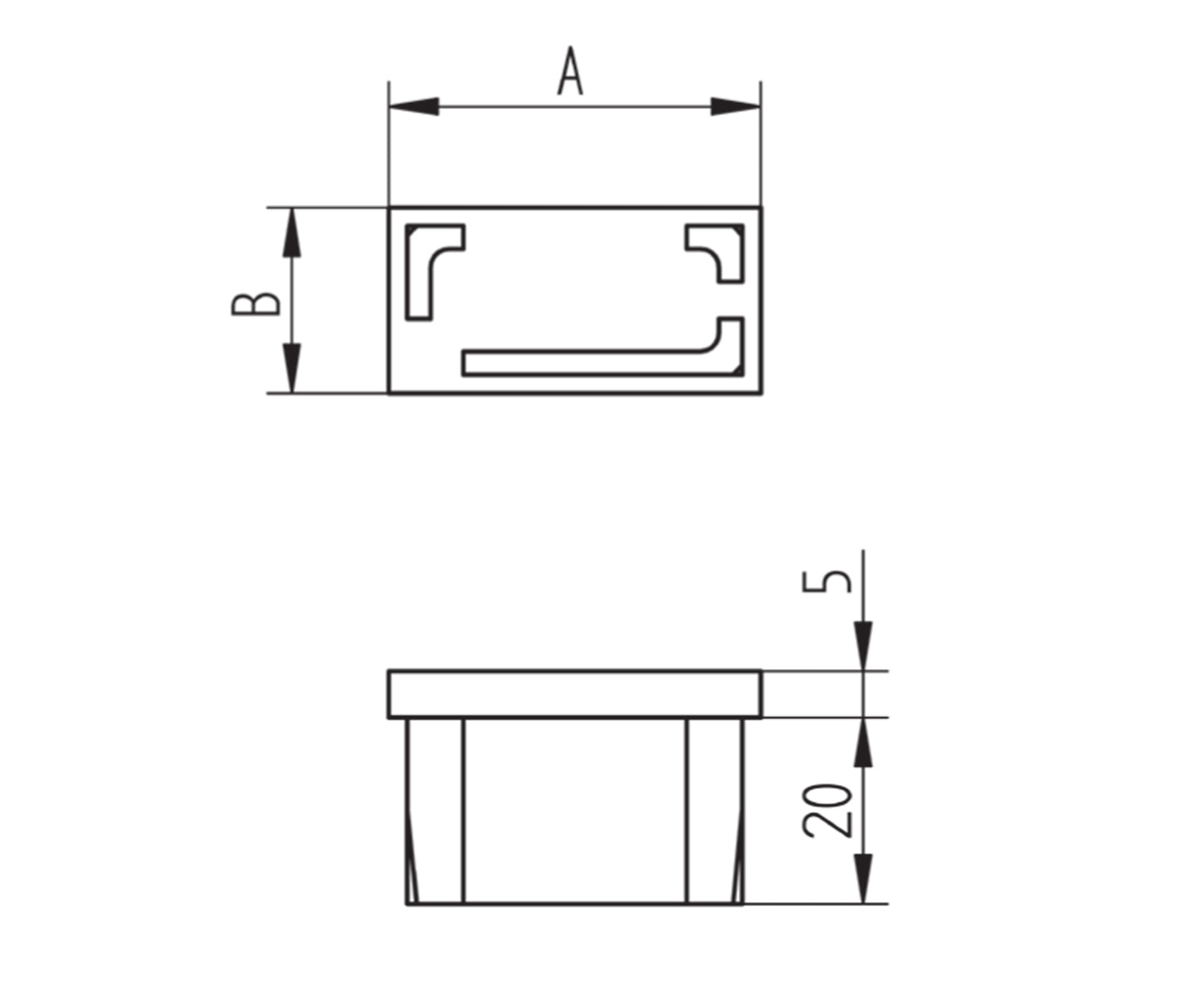 Bouchon d'Embout Plat Trou Central Inox - schema technique
