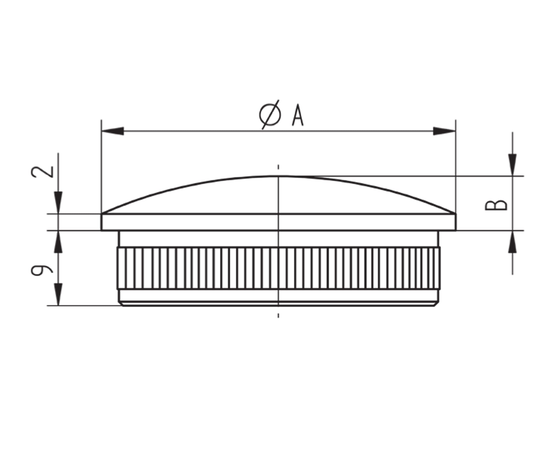 Bouchon d'Embout Plat Encastré Inox - schema technique