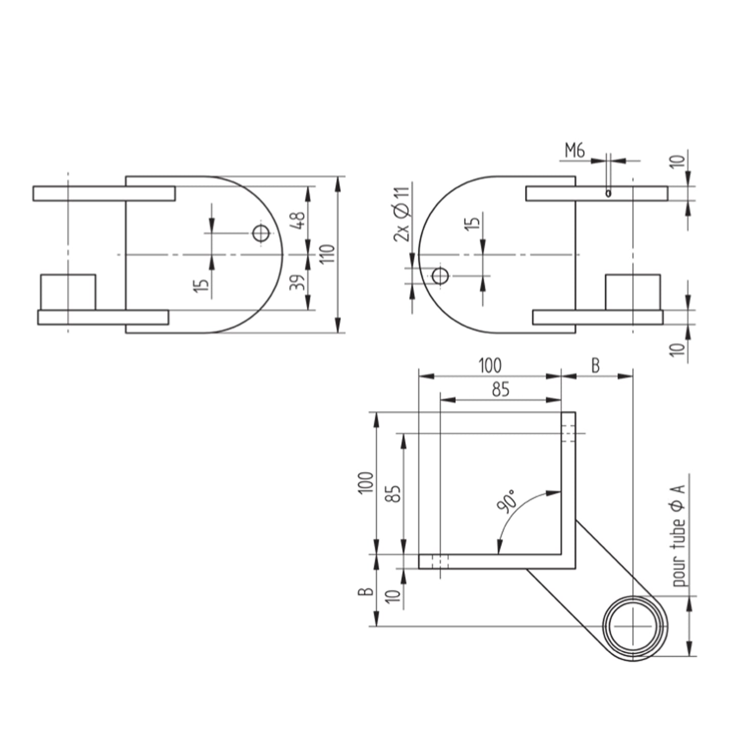 Fixation Murale Inox – Ref. 13 - schema