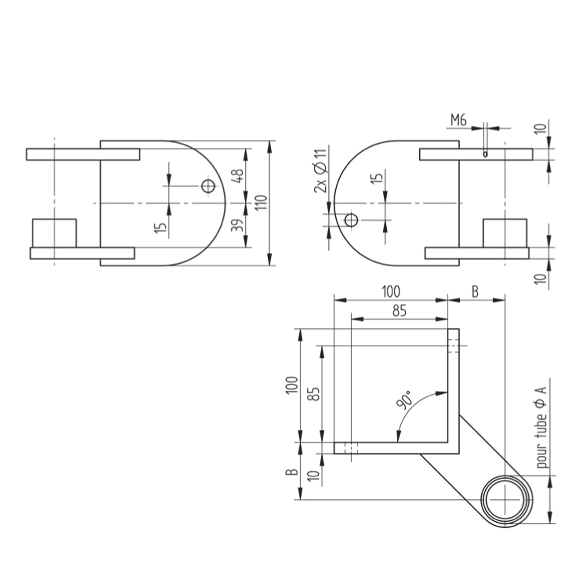Fixation Murale Inox – Ref. 13 - schema