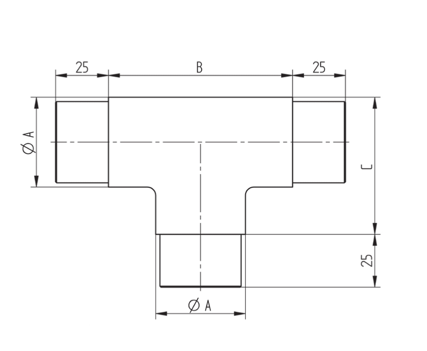 Raccord Inox – Jonction tube carrée – Ref. 17 - schema