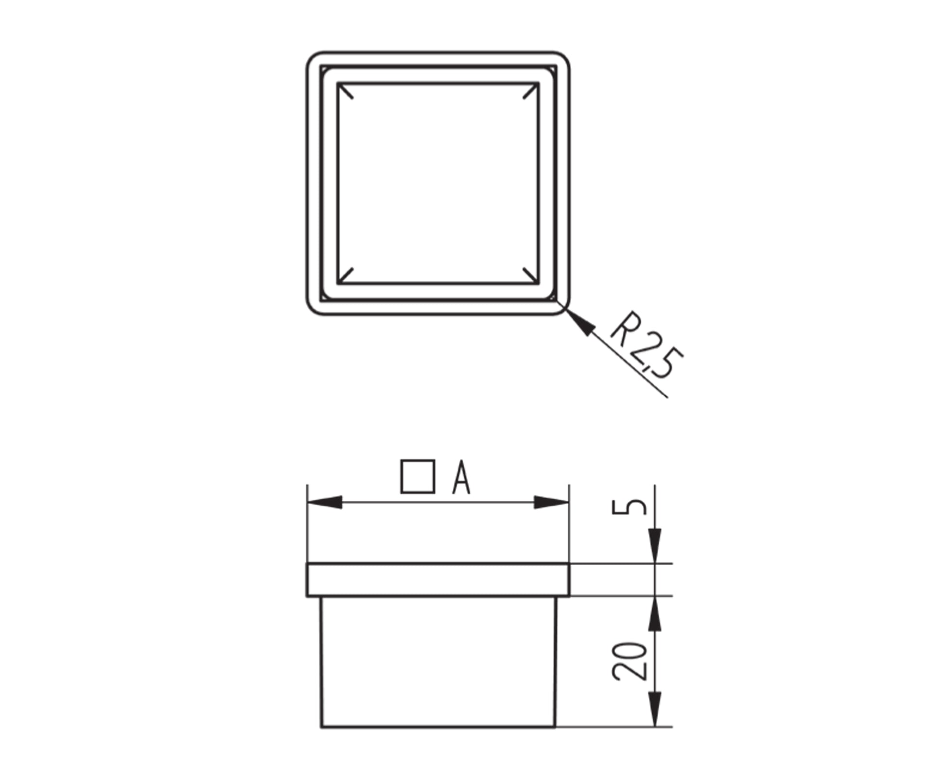 Bouchon d'Embout Cylindrique Inox - schema technique