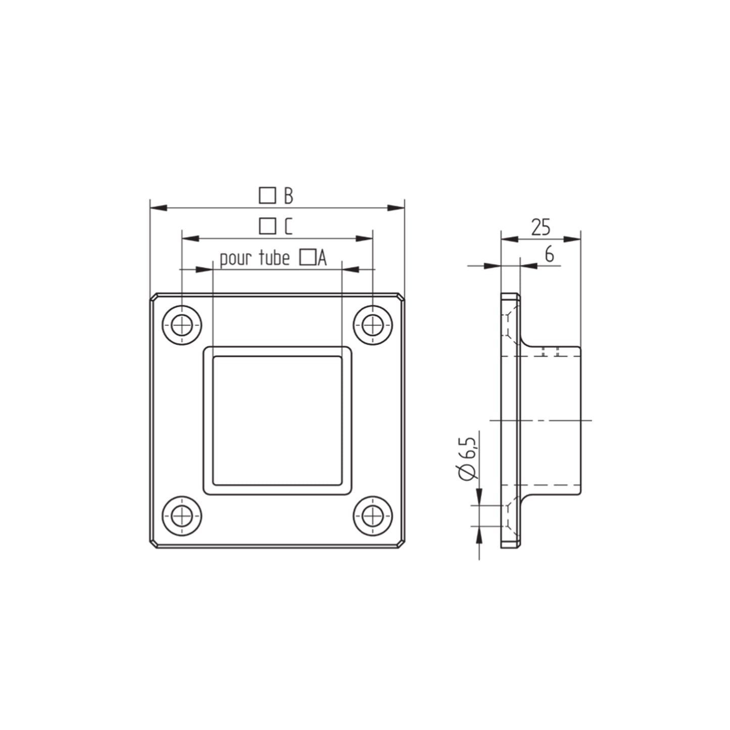 Platine d'Ancrage Inox – Ref. 30 - schema