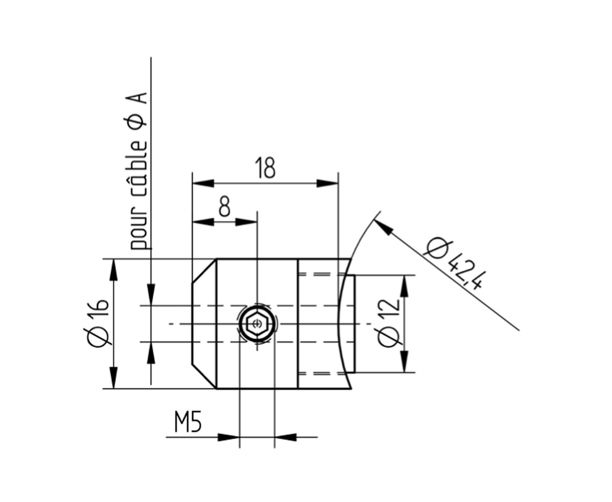 Passe Câble Inox - schema technique