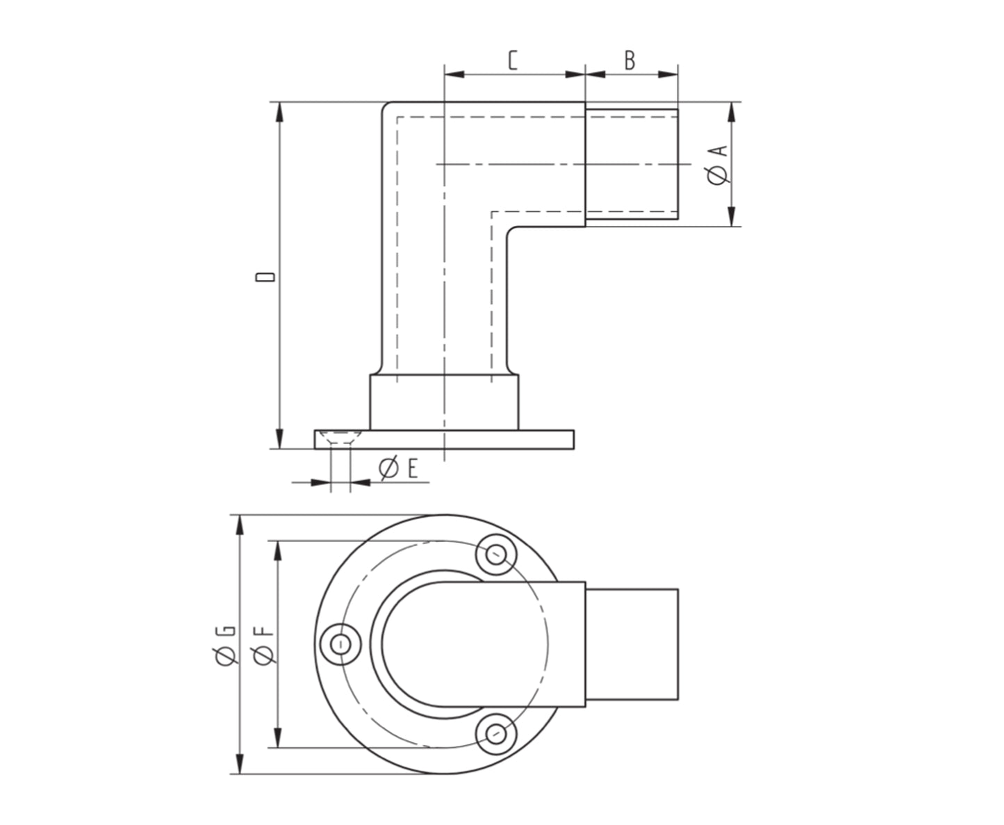 Raccord Inox – Coude 90° adjustable – Ref. 26 - schema
