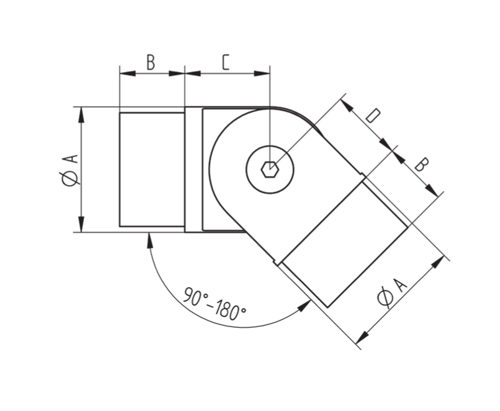 Raccord Inox – Raccord angle variable – Ref. 09 - schema