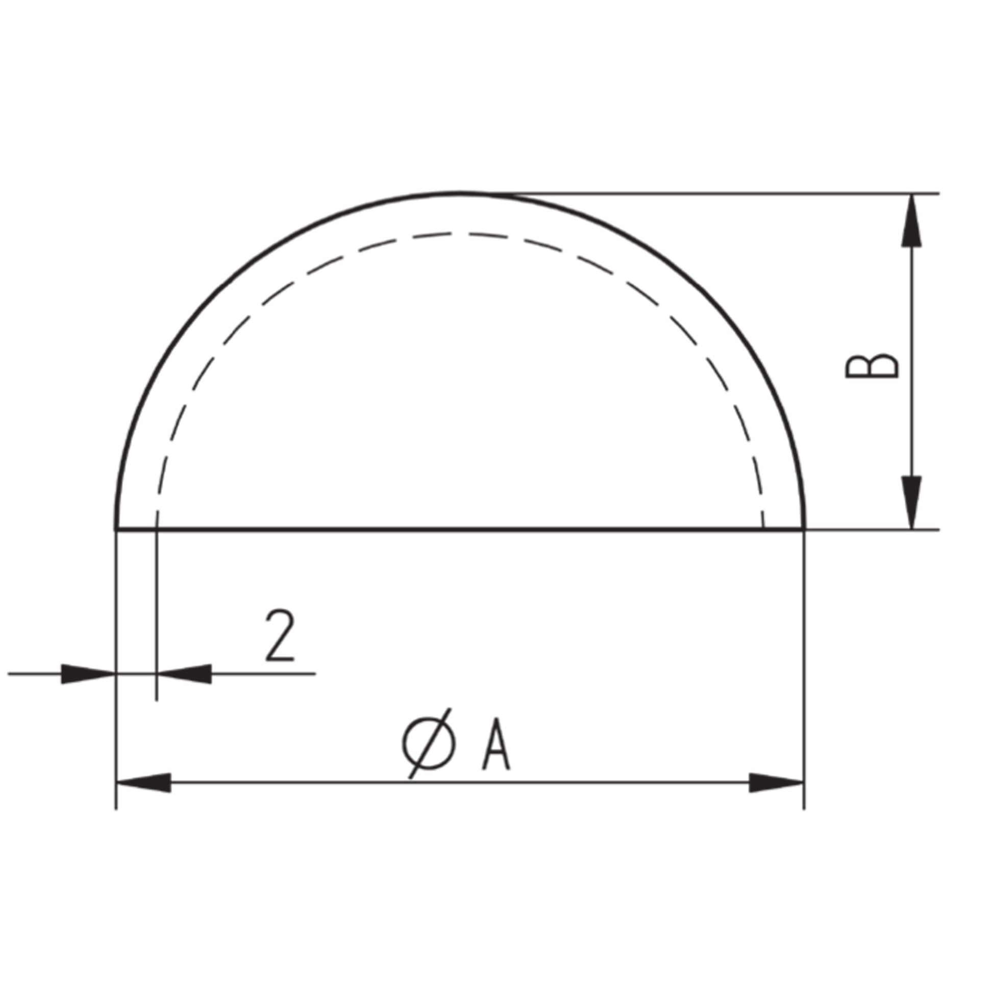 Sphère Embout Tube Rond Inox - schema technique