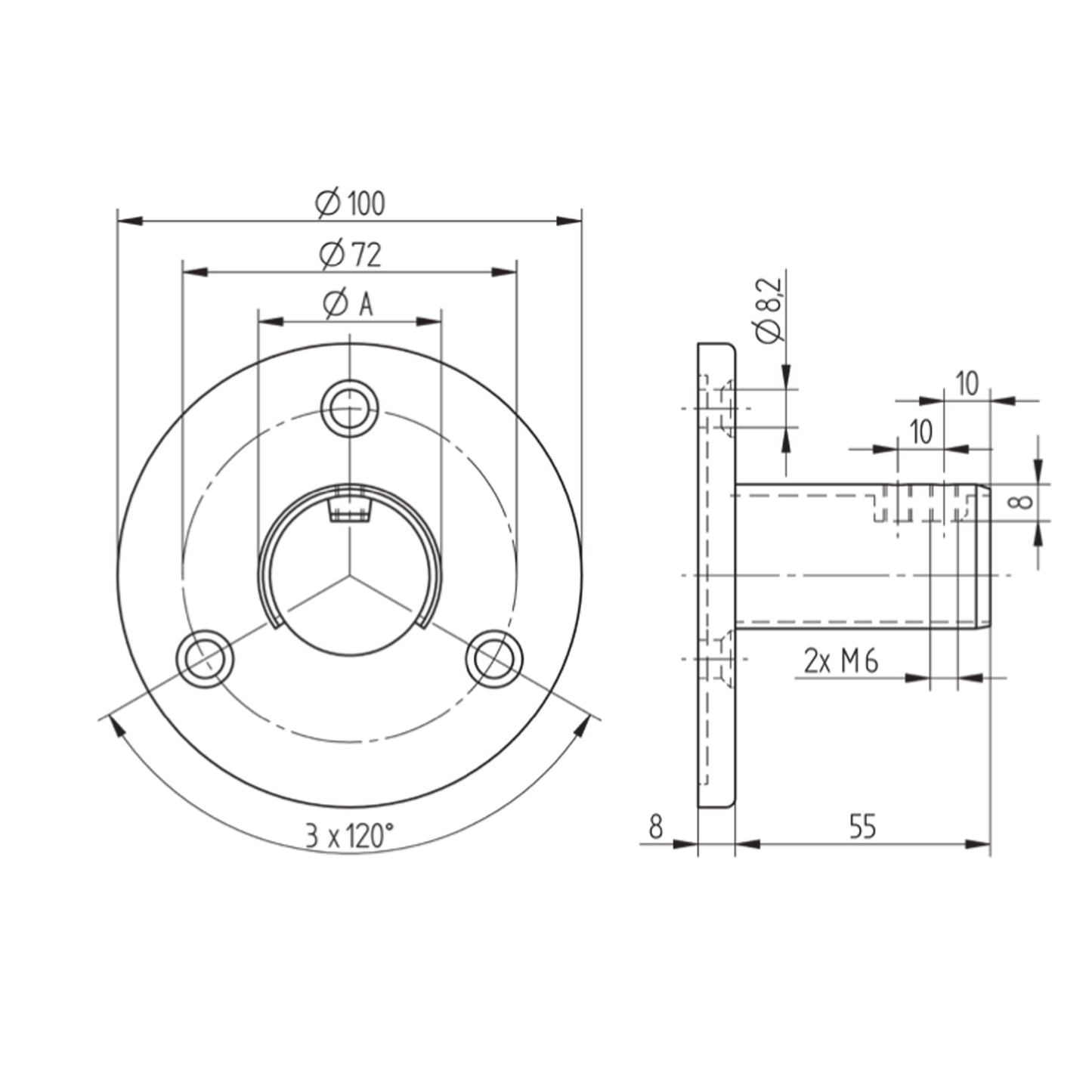 Platine d'Ancrage Inox – Ref. 37 - schema