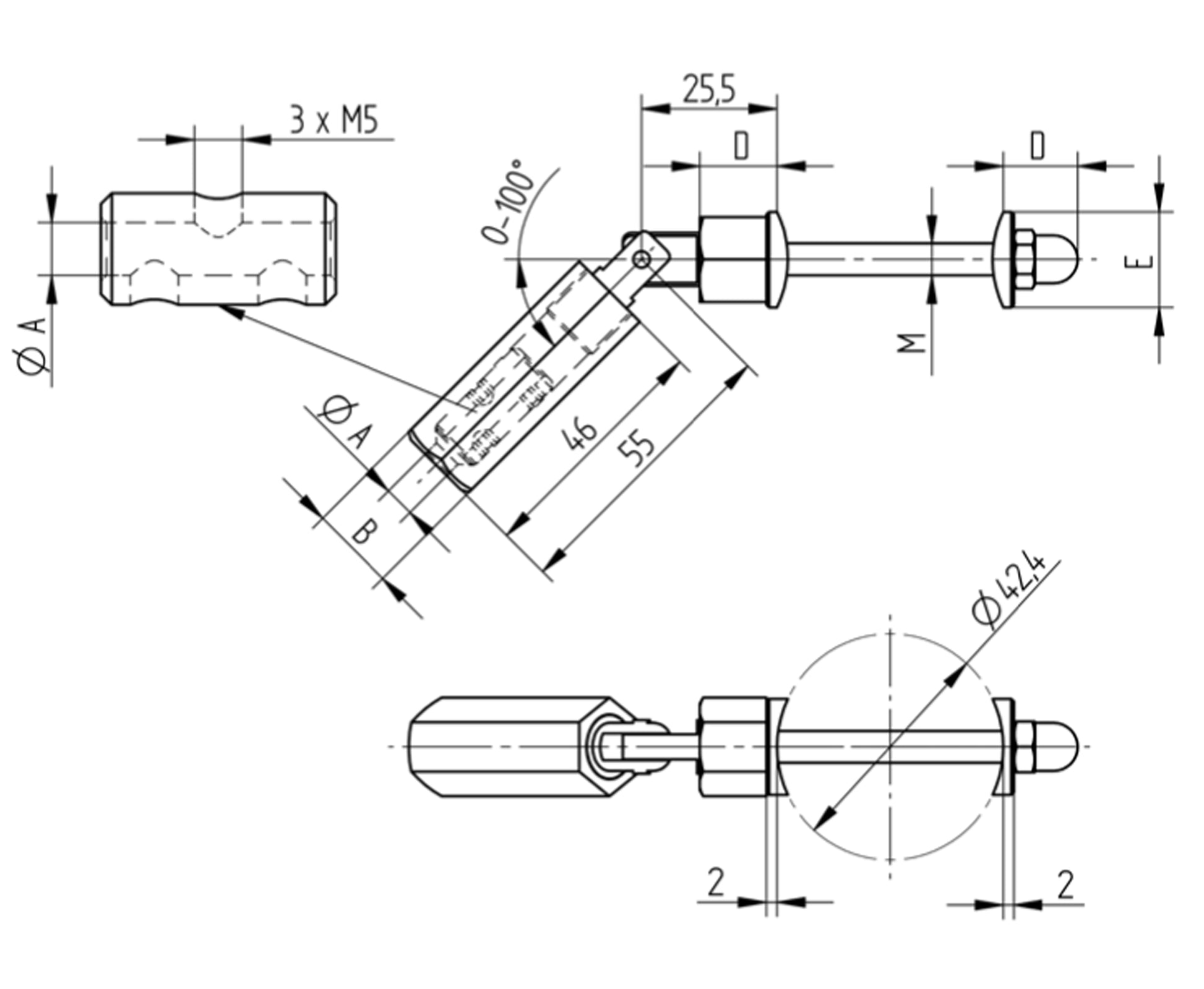 Embout pour Câble Type 2 Inox - schema technique