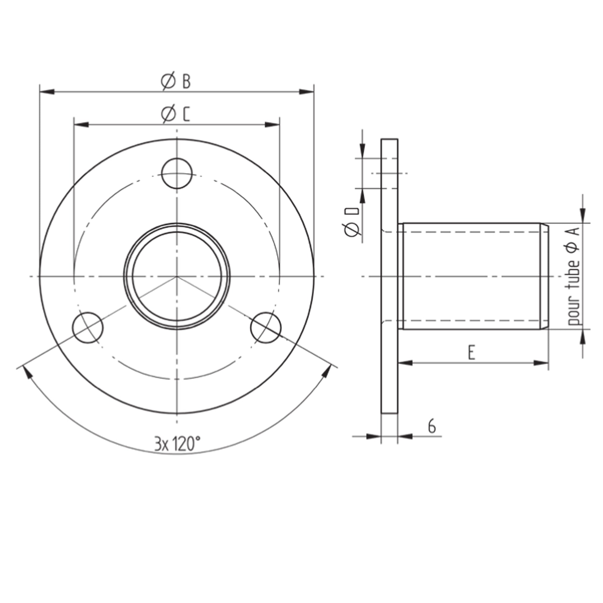 Platine d'Ancrage Inox – Ref. 23 - schema