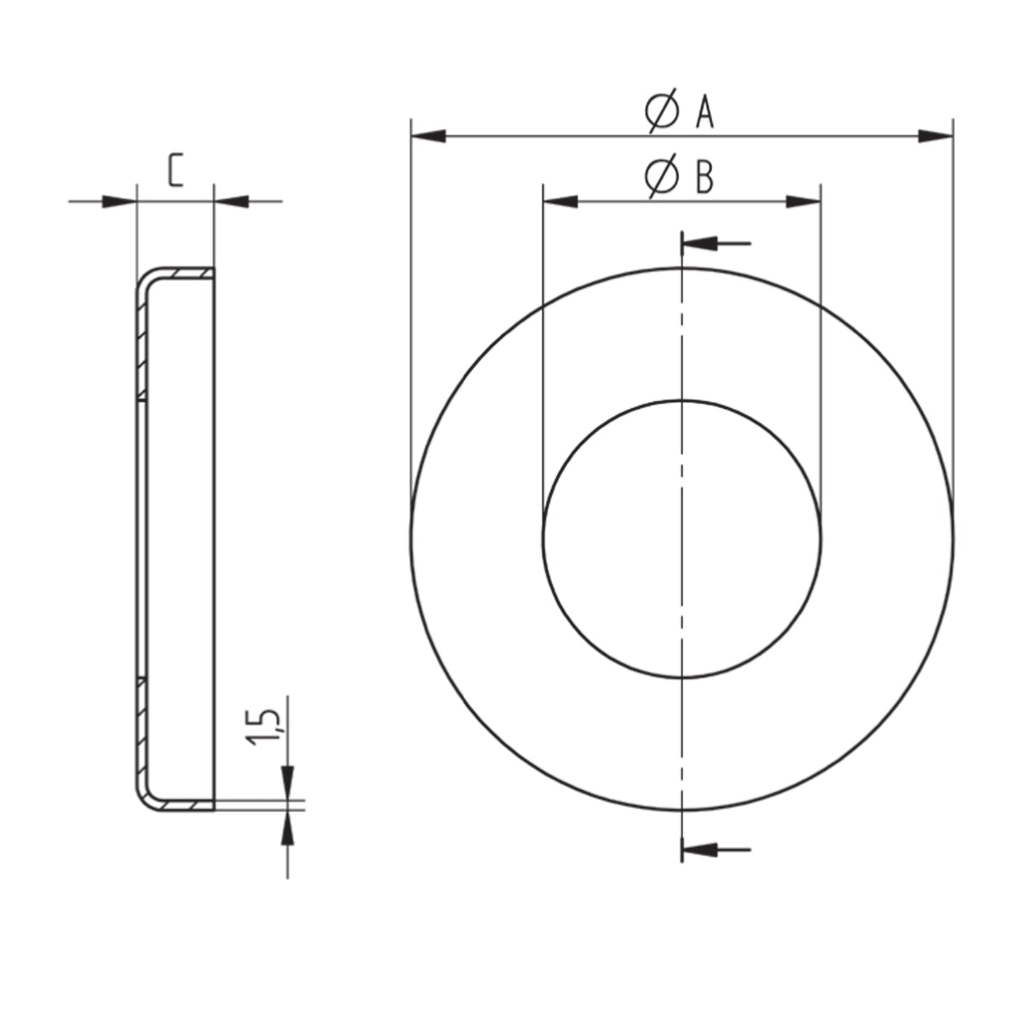 Cache-Platine Rond Bombé Inox - schema technique