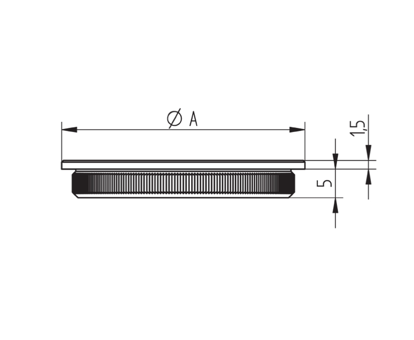 Bouchon d'Embout Plat Perforé Inox - schema technique