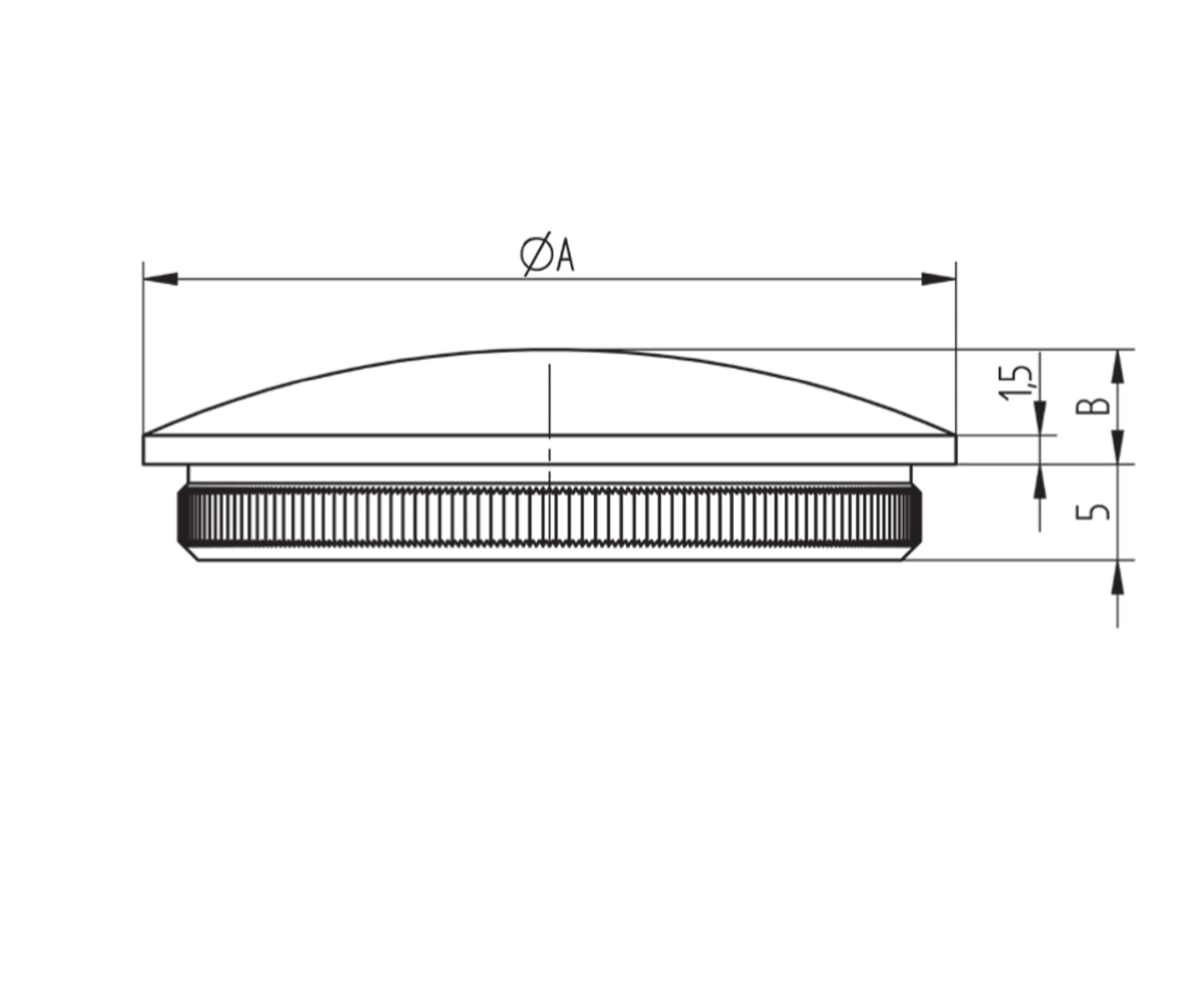 Bouchon d'Embout Carré Encastré Inox - schema technique