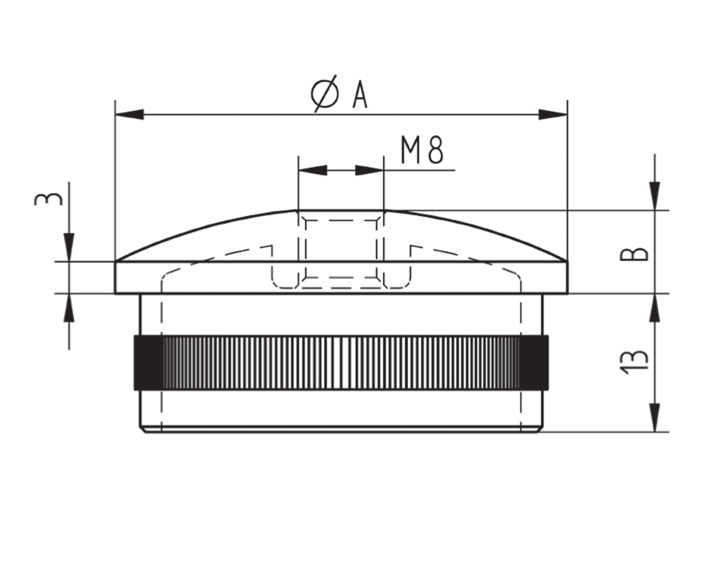 Bouchon d'Embout Carré Vissé Inox - schema technique