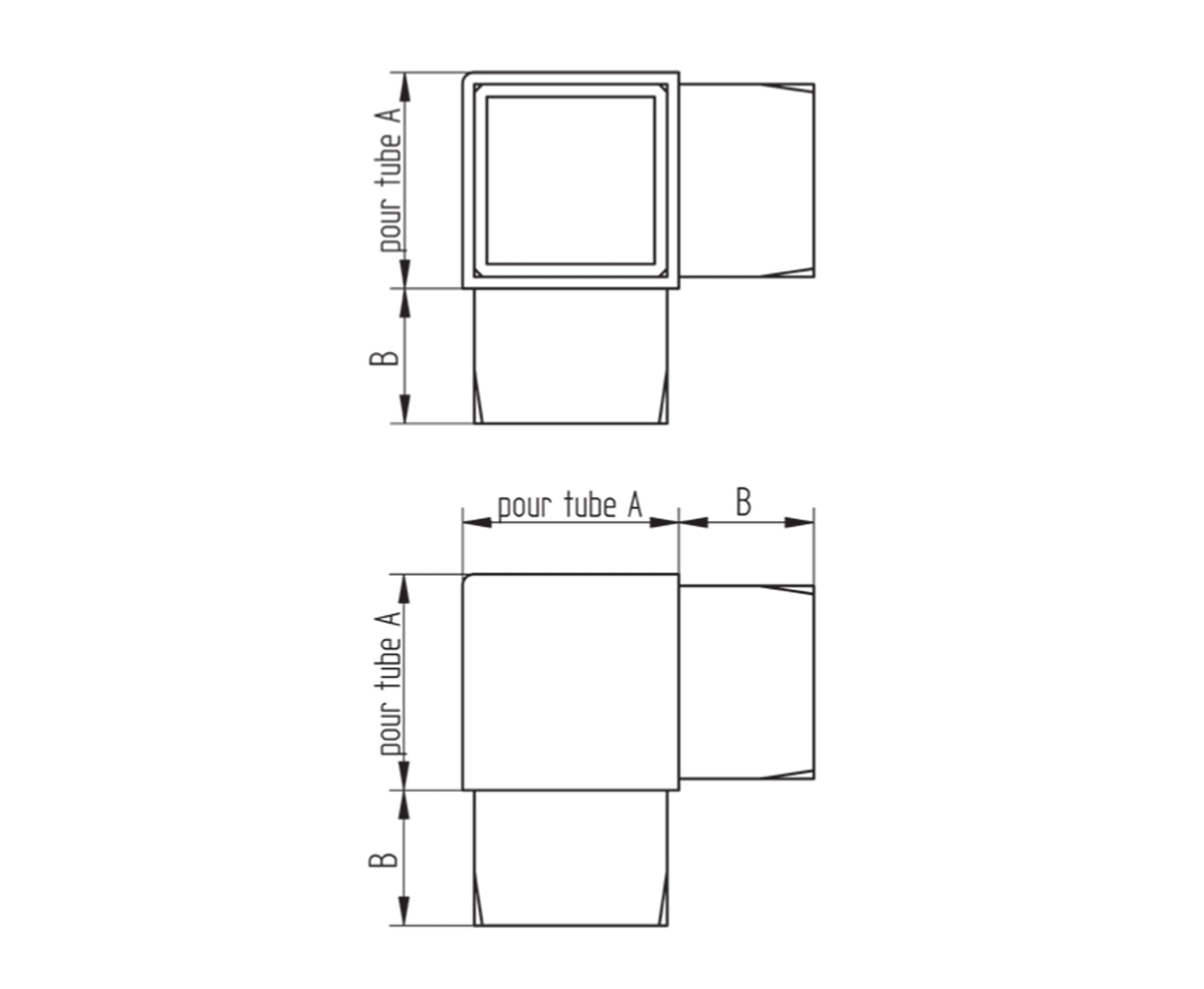 Raccord Inox – Raccord croix articulé – Ref. 43 - schema