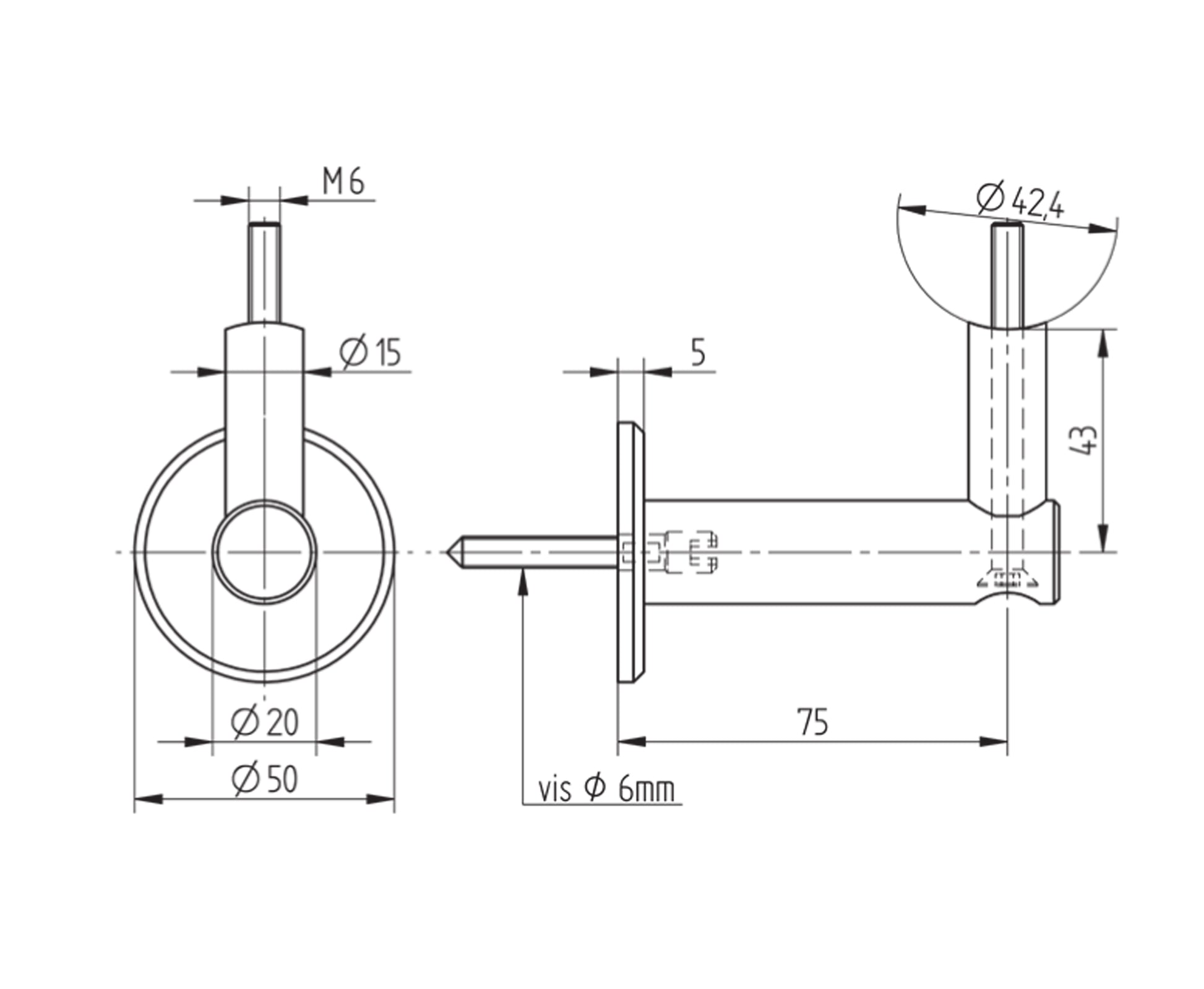 Support de Main Courante Inox – Support jonction – Ref. 33 - schema
