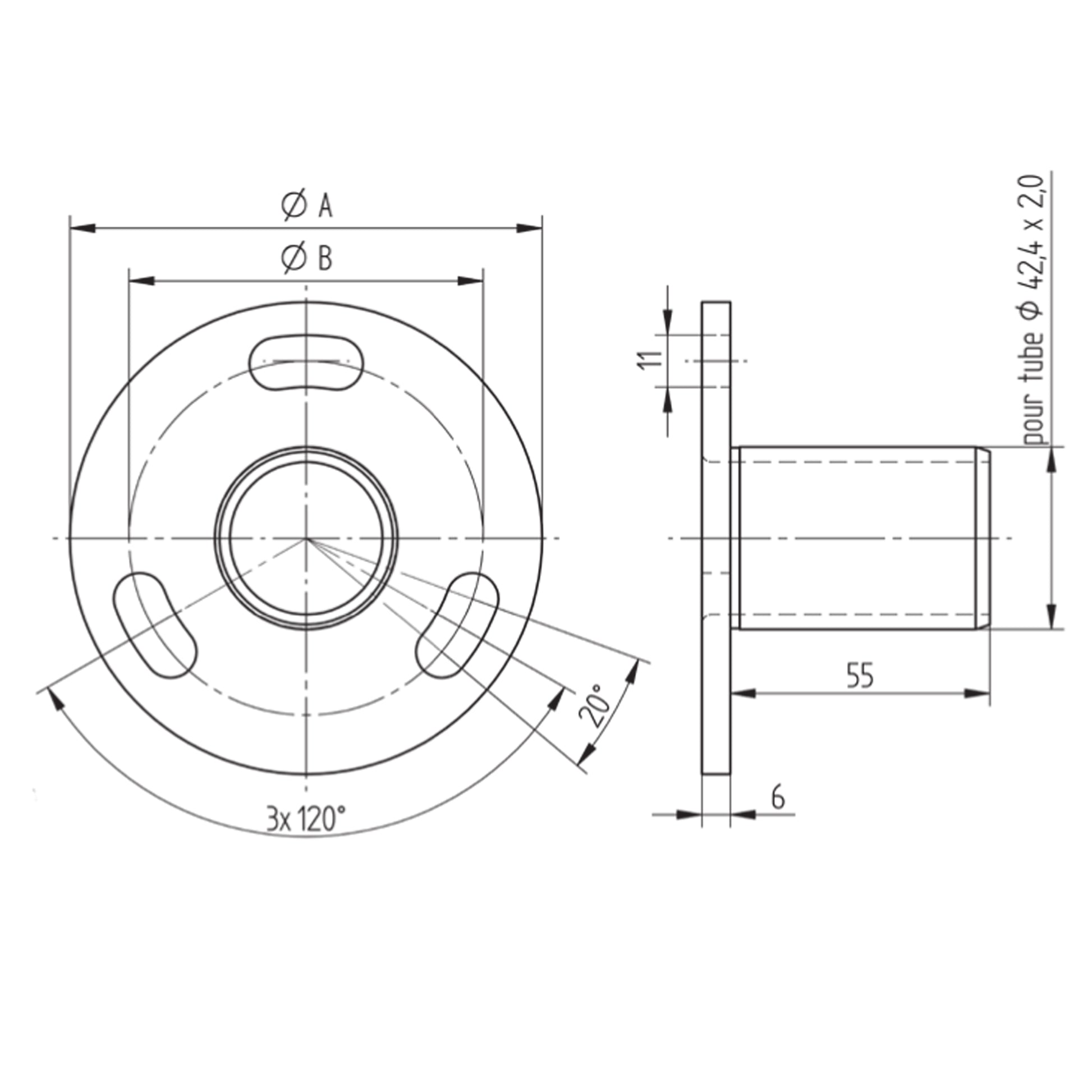 Platine d'Ancrage Inox – Ref. 22 - schema