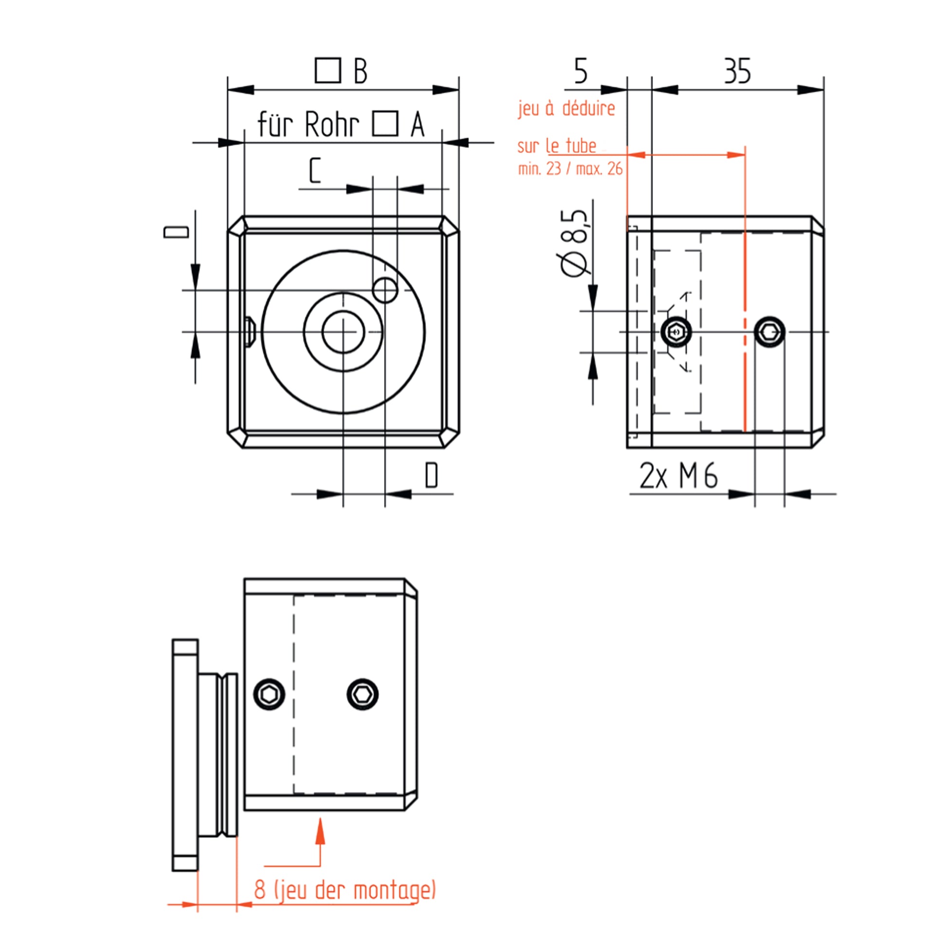 Platine d'Ancrage Inox – Ref. 20 - schema