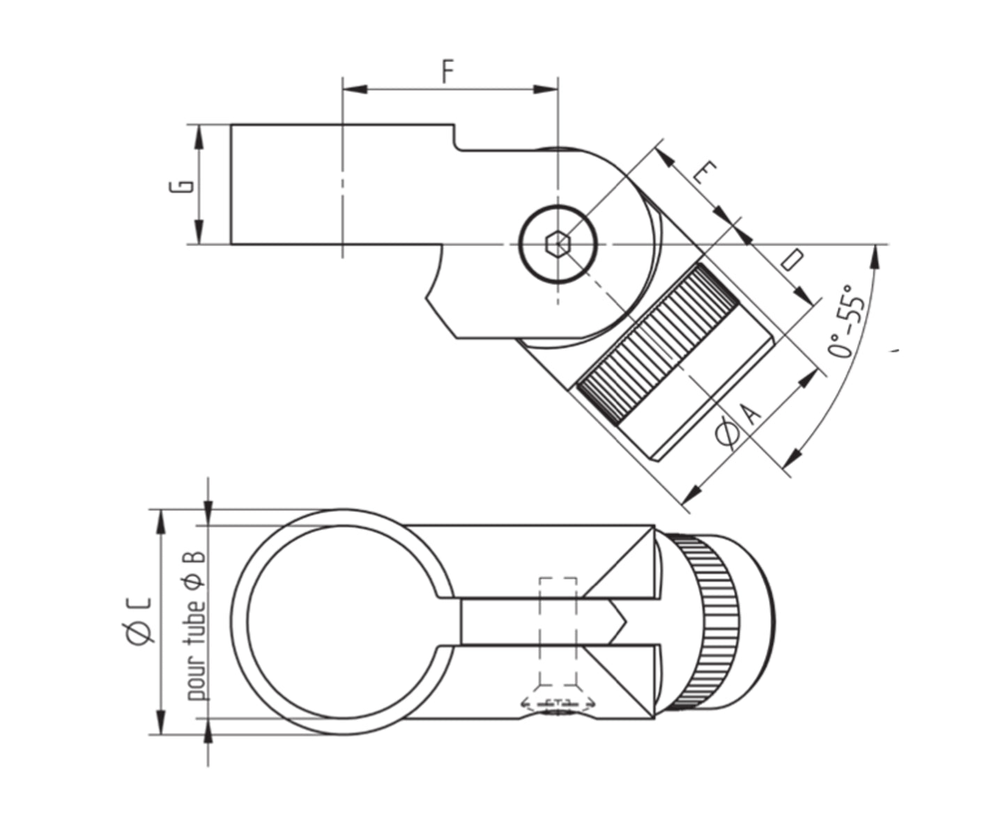 Raccord Inox – Raccord coudé extrémité – Ref. 27 - schema