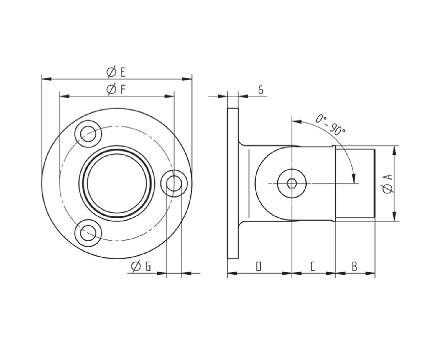 Raccord Inox – Jonction réglable – Ref. 24 - schema