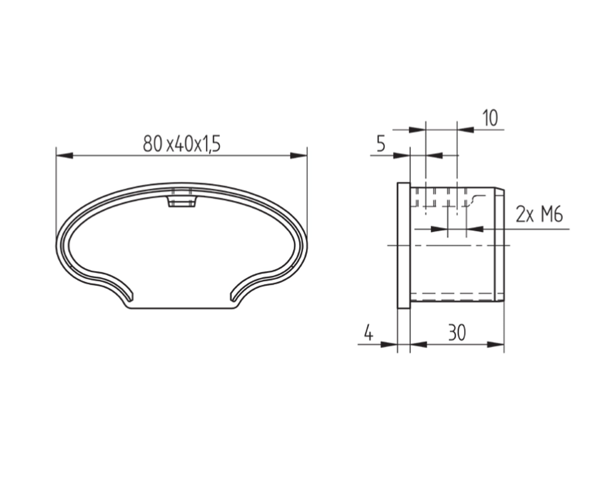 Bouchon d'Embout Angle Terminaison Inox - schema technique