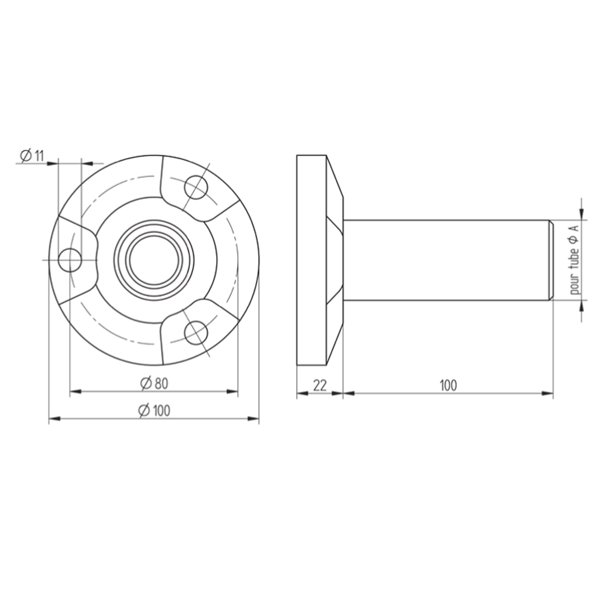 Platine d'Ancrage Inox – Ref. 33 - schema