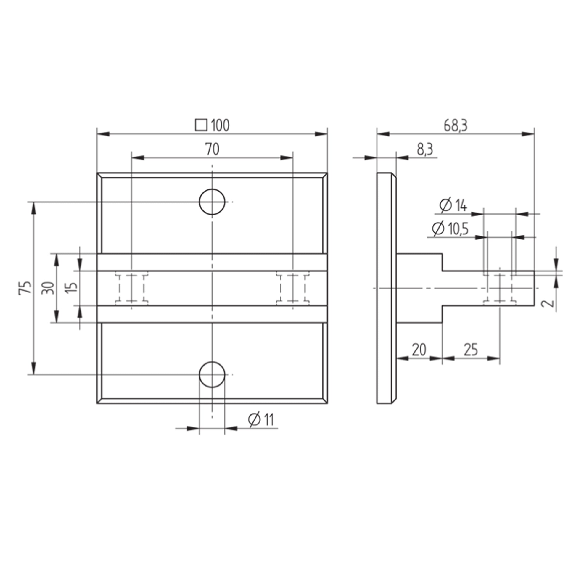 Platine d'Ancrage Inox – Ref. 31 - schema