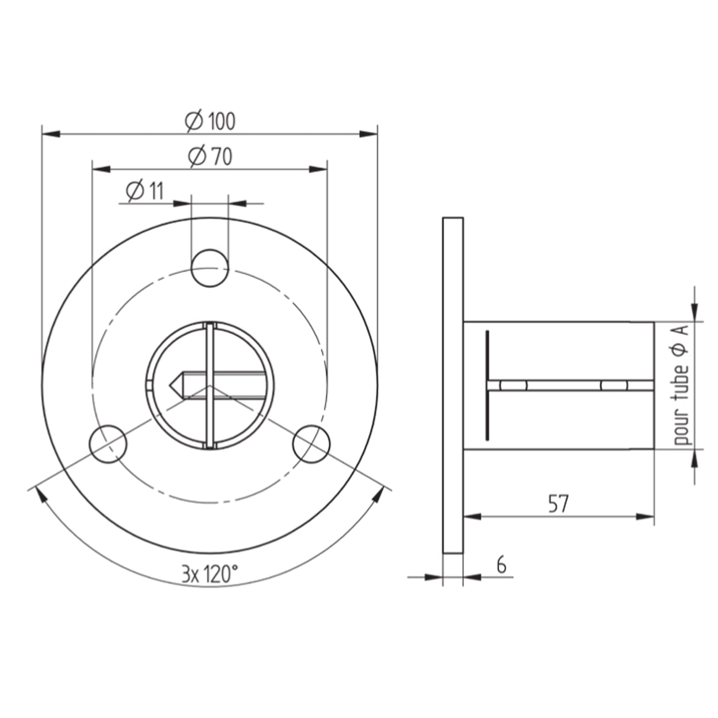 Platine d'Ancrage Inox – Ref. 21 - schema