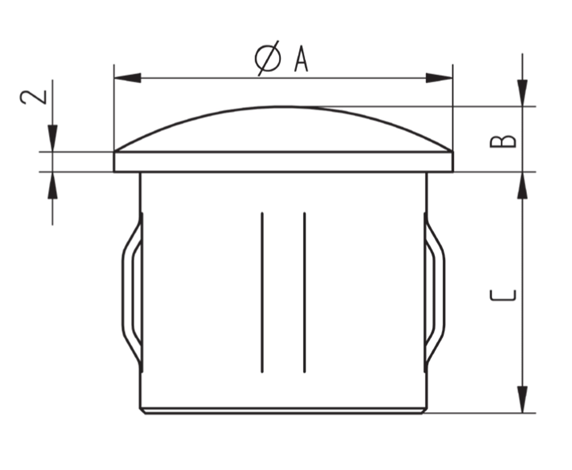 Bouchon d'Embout Carré Plat Inox - schema technique