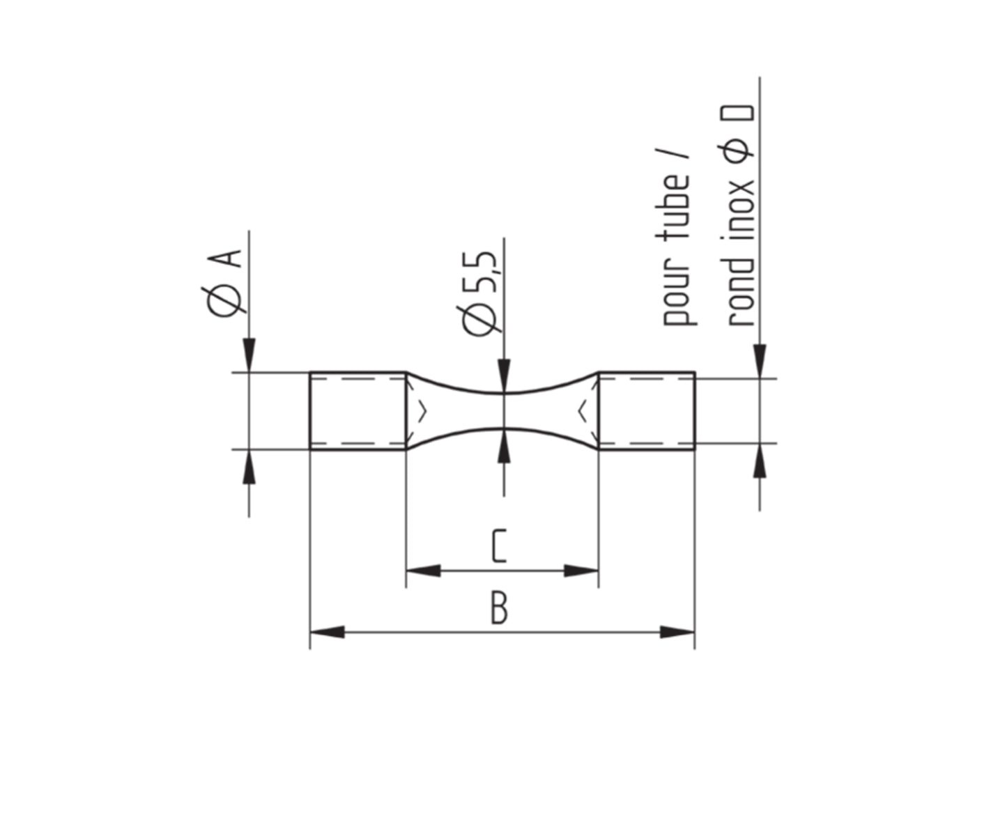 Raccord Inox – Raccord manchon – Ref. 33 - schema