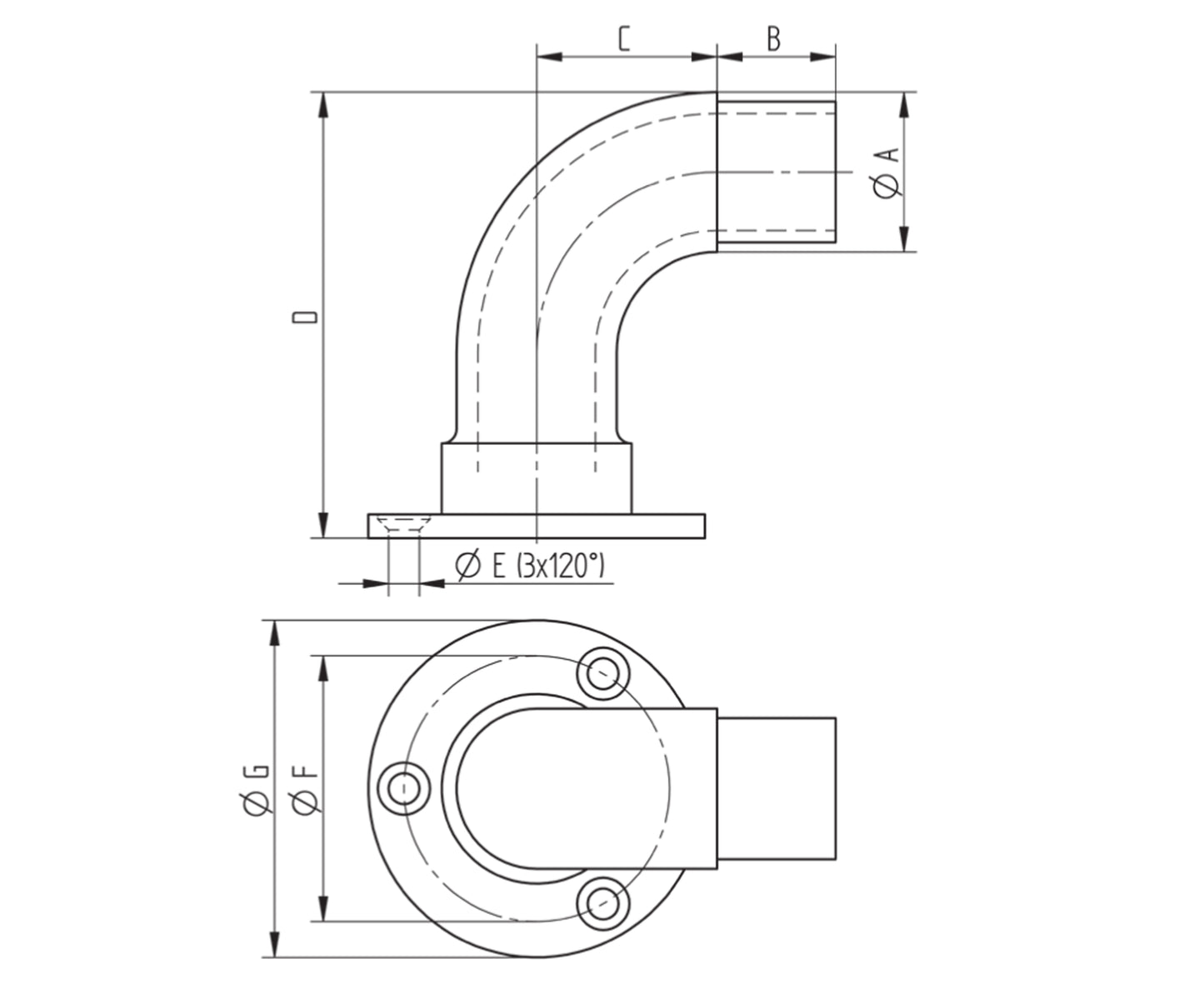 Raccord Inox – Raccord inline carré – Ref. 25 - schema