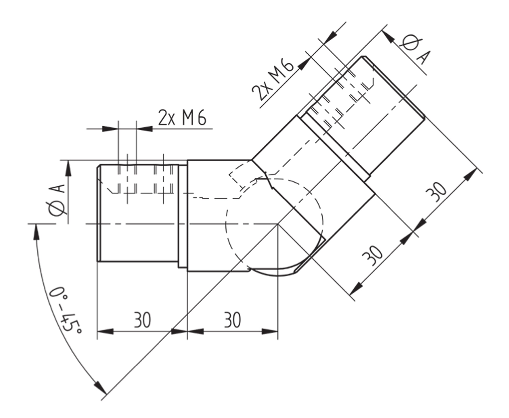 Raccord Inox – Raccord tube carré angle – Ref. 51 - schema