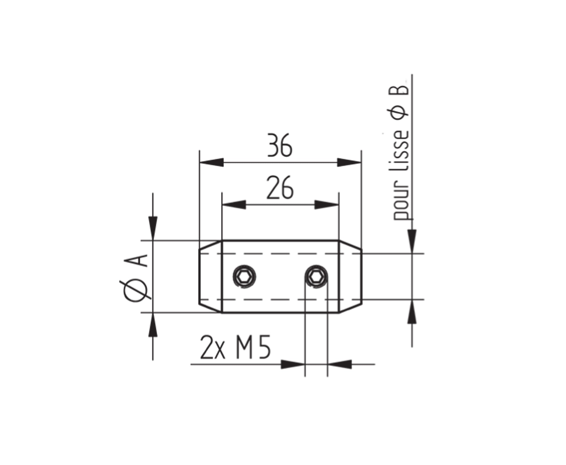 Support de Lisse Inox Pivotant - schema technique