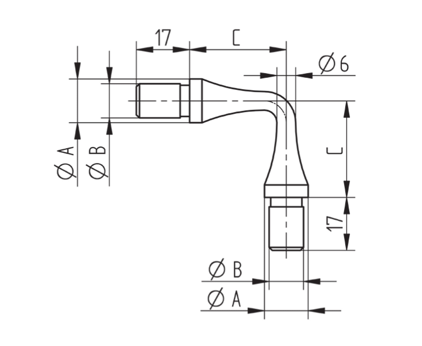 Raccord Inox – Coude extérieur rond – Ref. 32 - schema