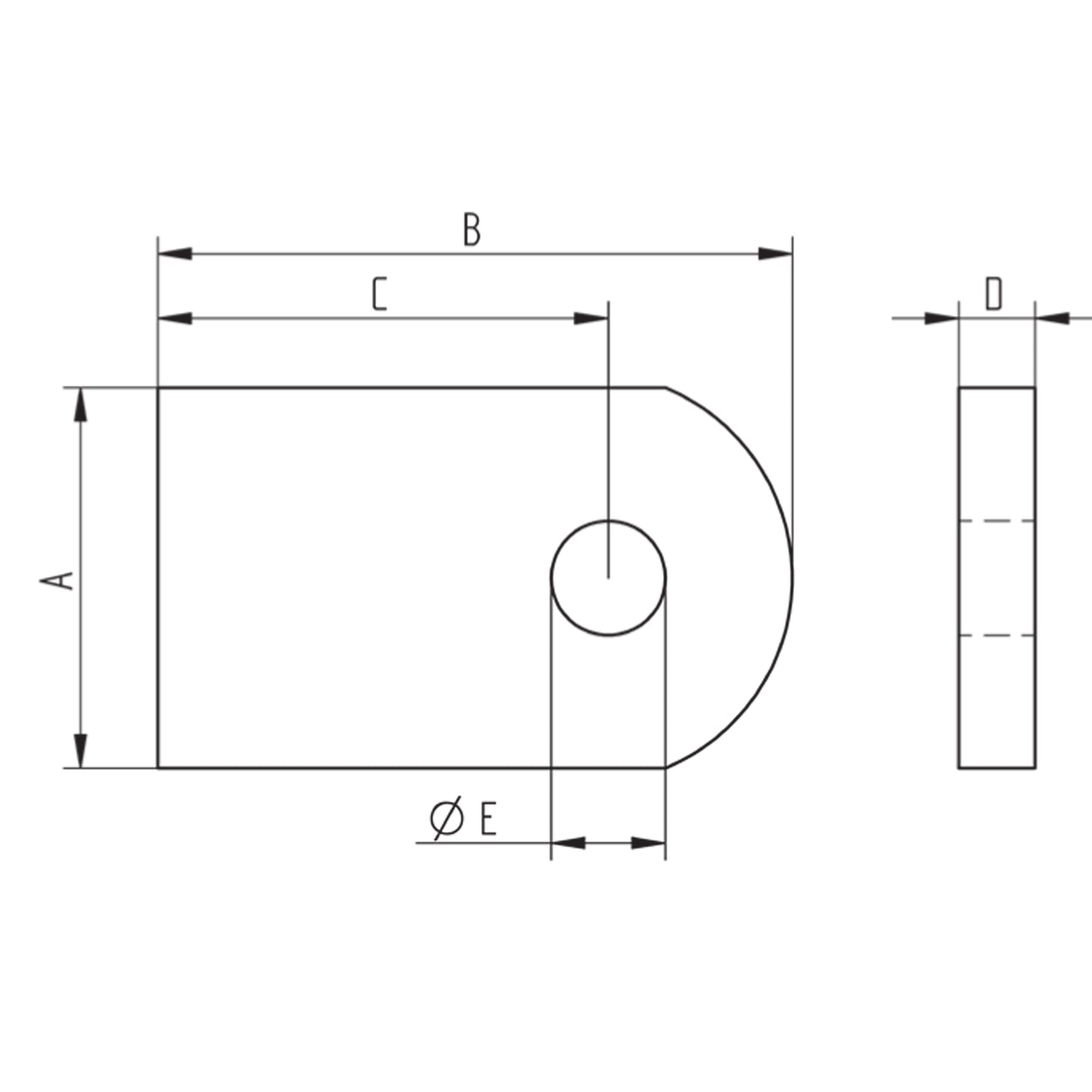Platine à Visser et à Souder Hexagone Inox – Ref. 26 - schema