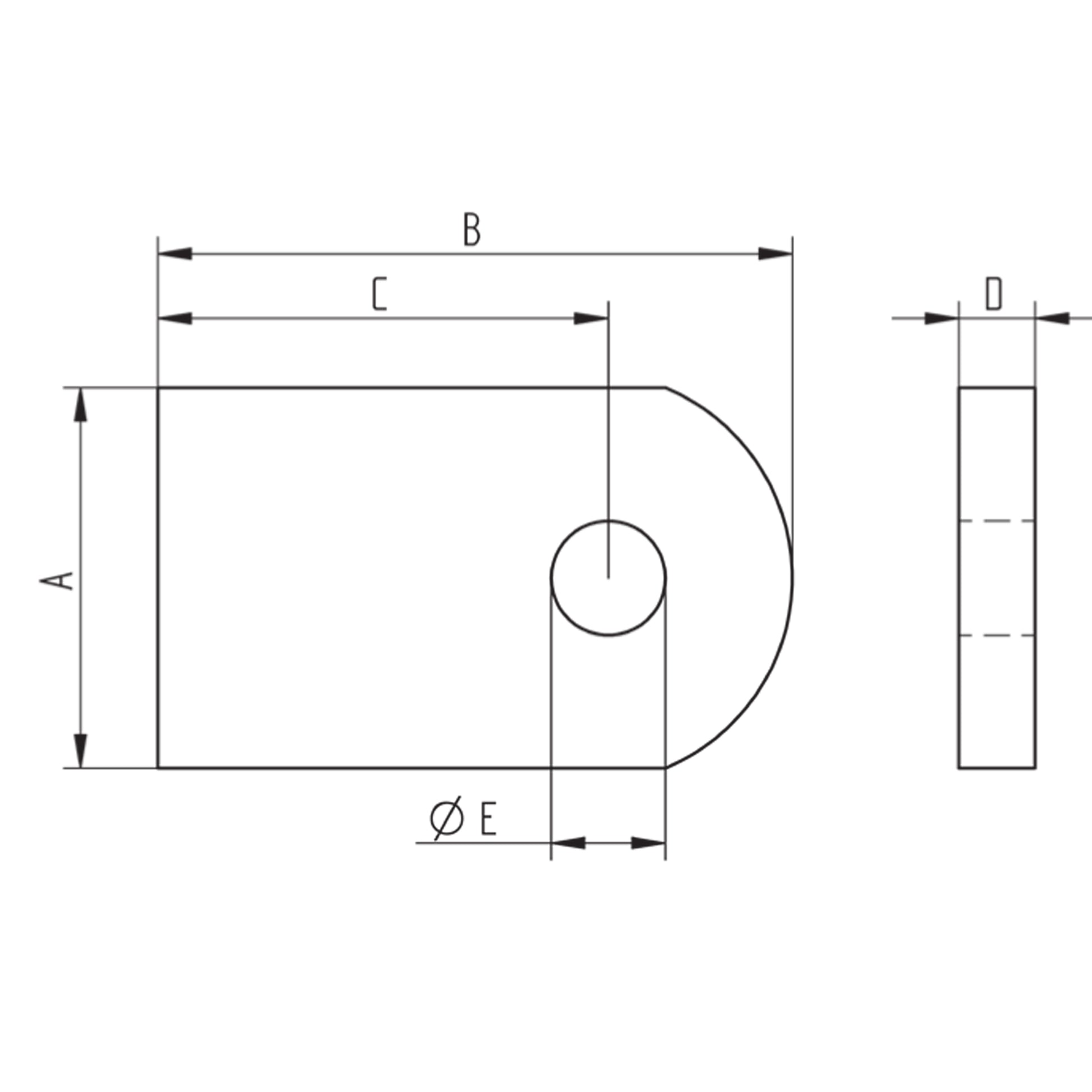 Platine à Visser et à Souder Hexagone Inox – Ref. 26 - schema