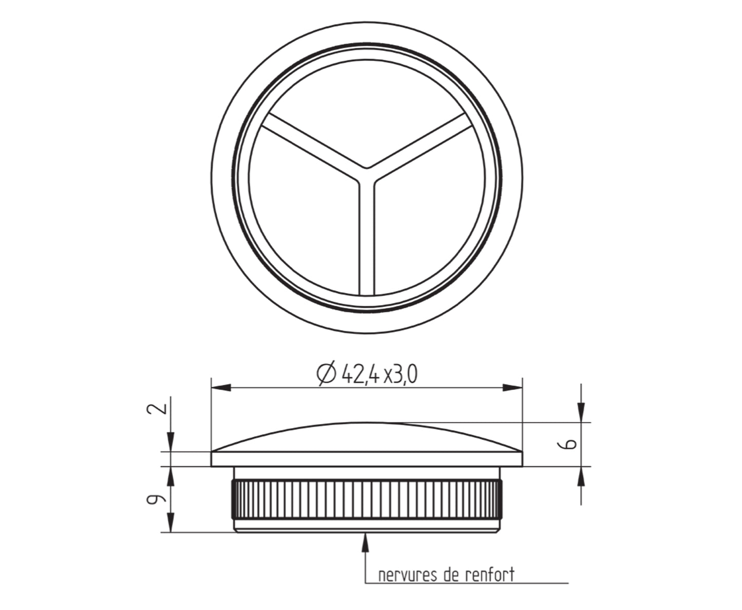 Bouchon d'Embout Rond Matrix Inox - schema technique