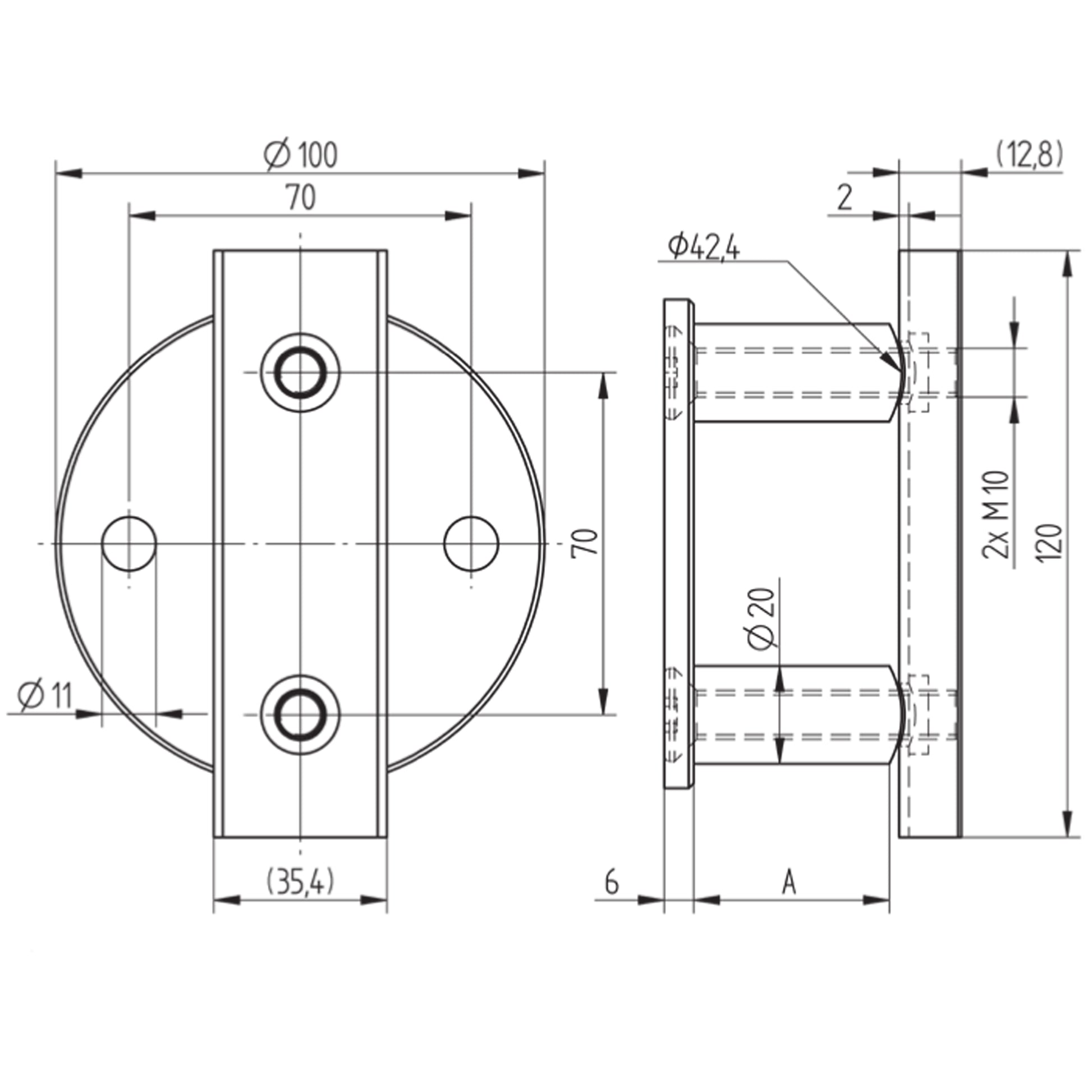 Fixation Murale Inox – Ref. 01 - schema