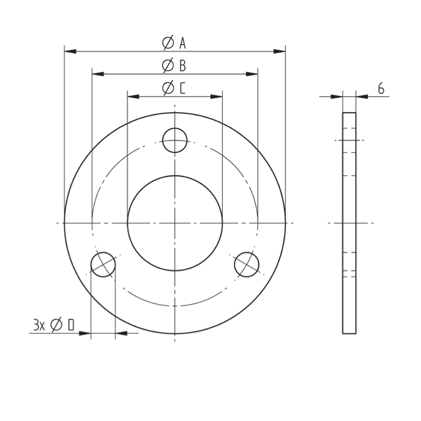 Platine à Visser et à Souder Ronde XXL Inox – Ref. 09 - schema