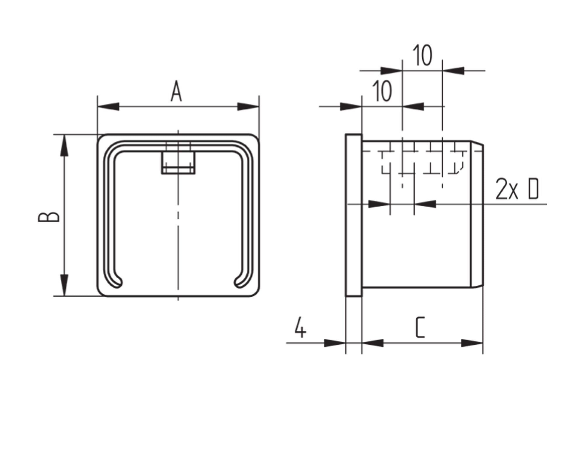 Bouchon d'Embout Mini Plat Inox - schema technique